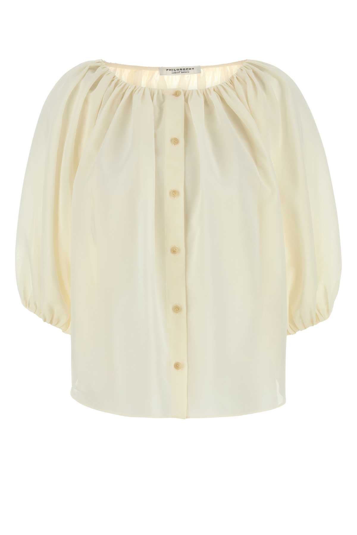 Shop Philosophy Di Lorenzo Serafini Ivory Polyester Blend Shirt In Bianco