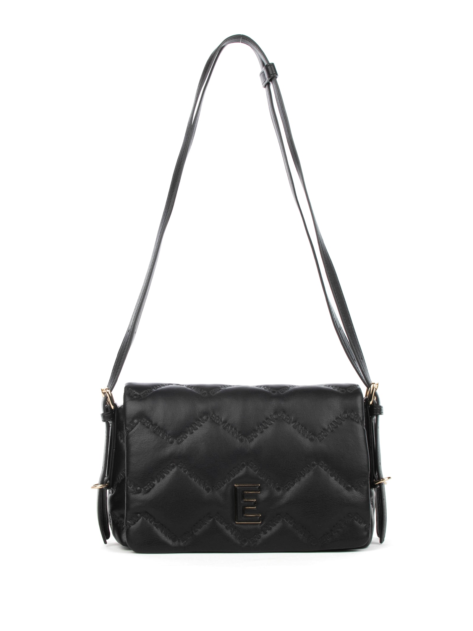 Flap Shoulder Bag In Black Eco Nappa