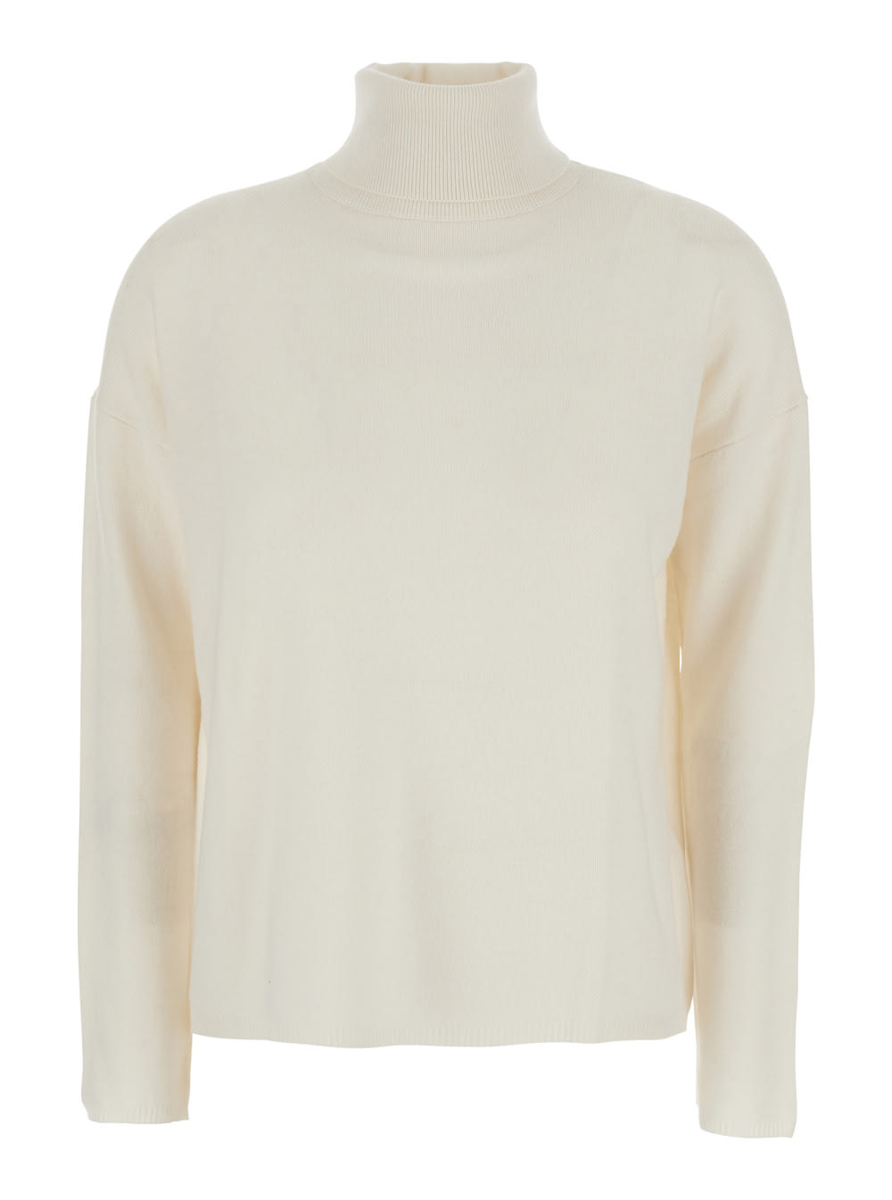 Allude High-neck Cashmere Sweater In White