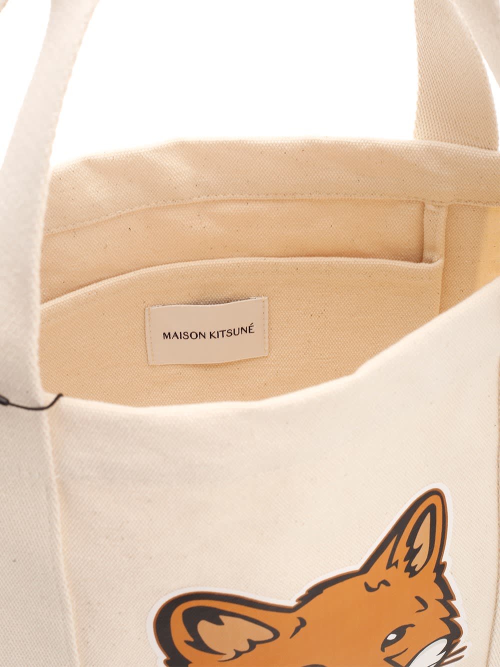 Shop Maison Kitsuné Tote Bag In Canvas In Ecru