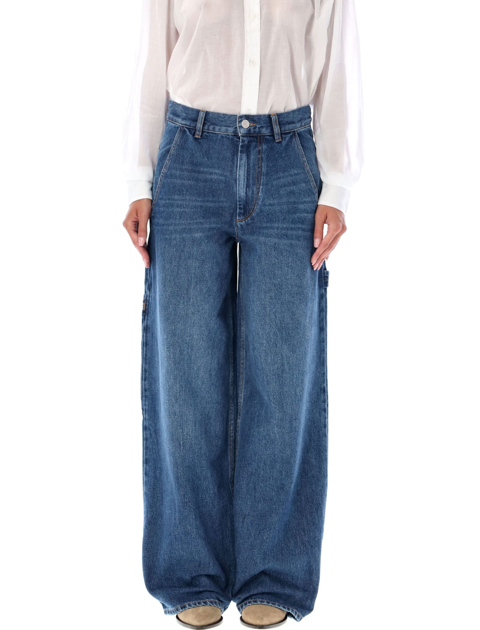 Shop Marant Etoile Solene Cargo Jeans In Blue