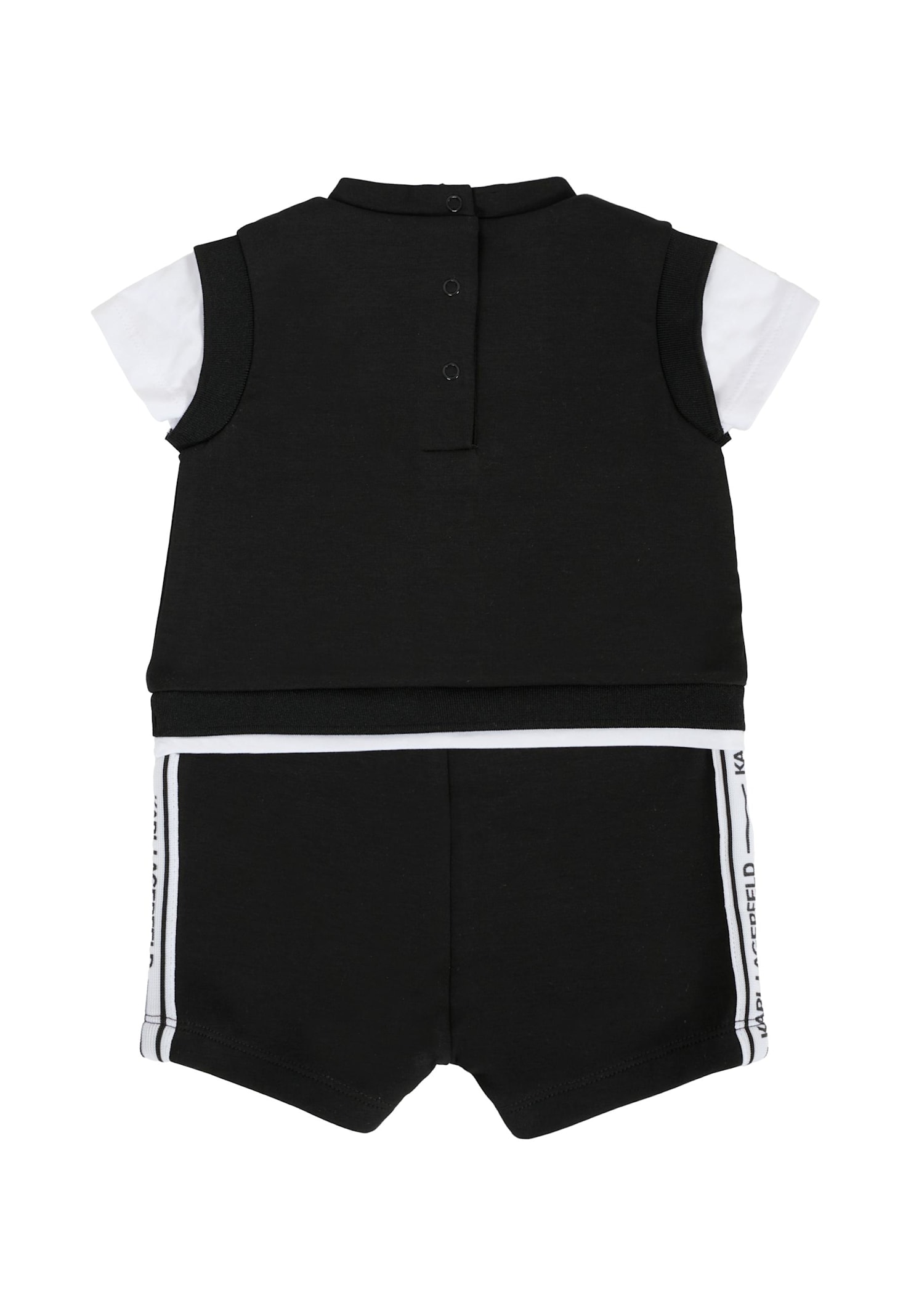 Karl Lagerfeld Black Romper For Baby Boy With Logo In Black