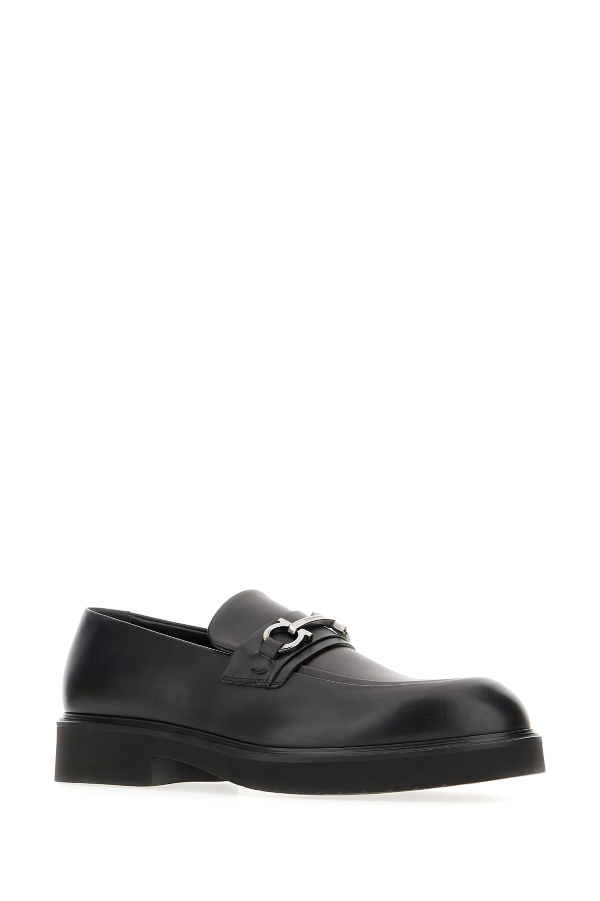 Shop Ferragamo Black Leather Loafers In Nero