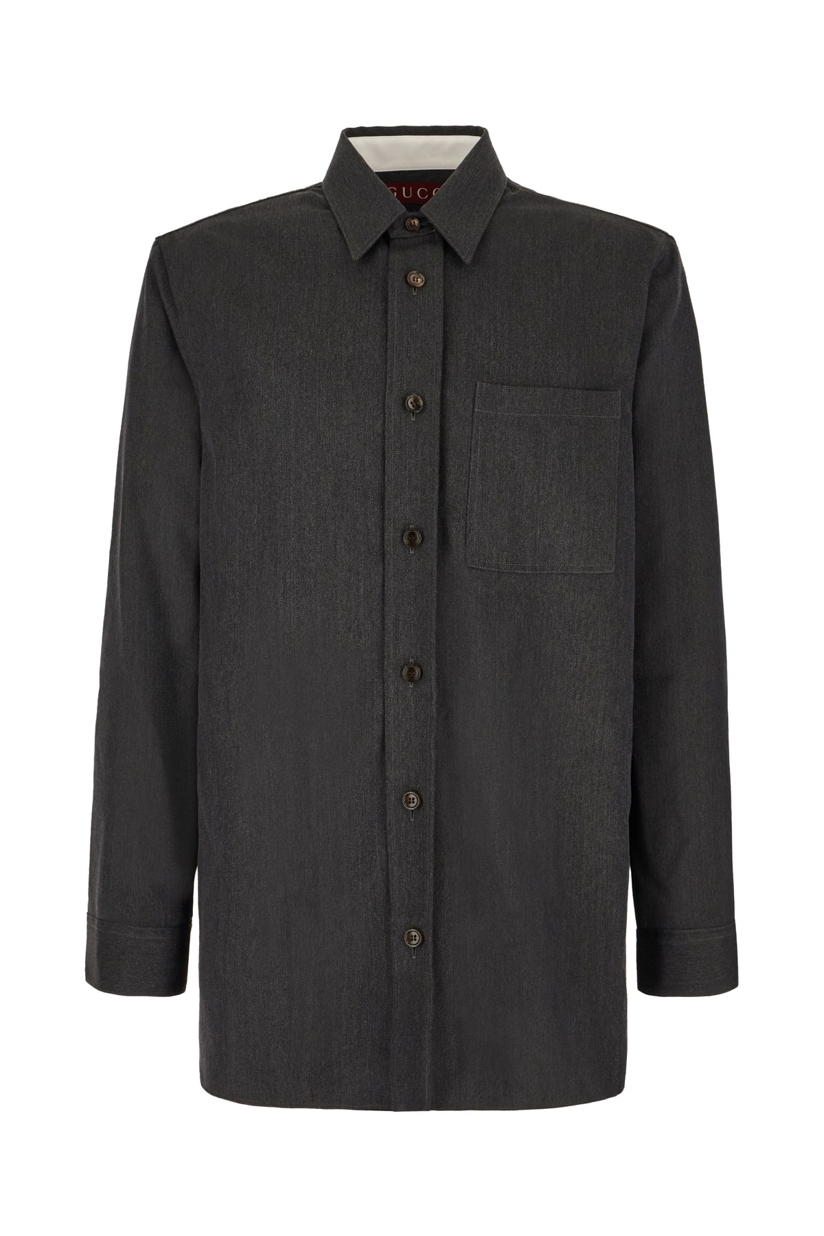 Gucci Dark Grey Wool Shirt In Dk Grey Navy Mix