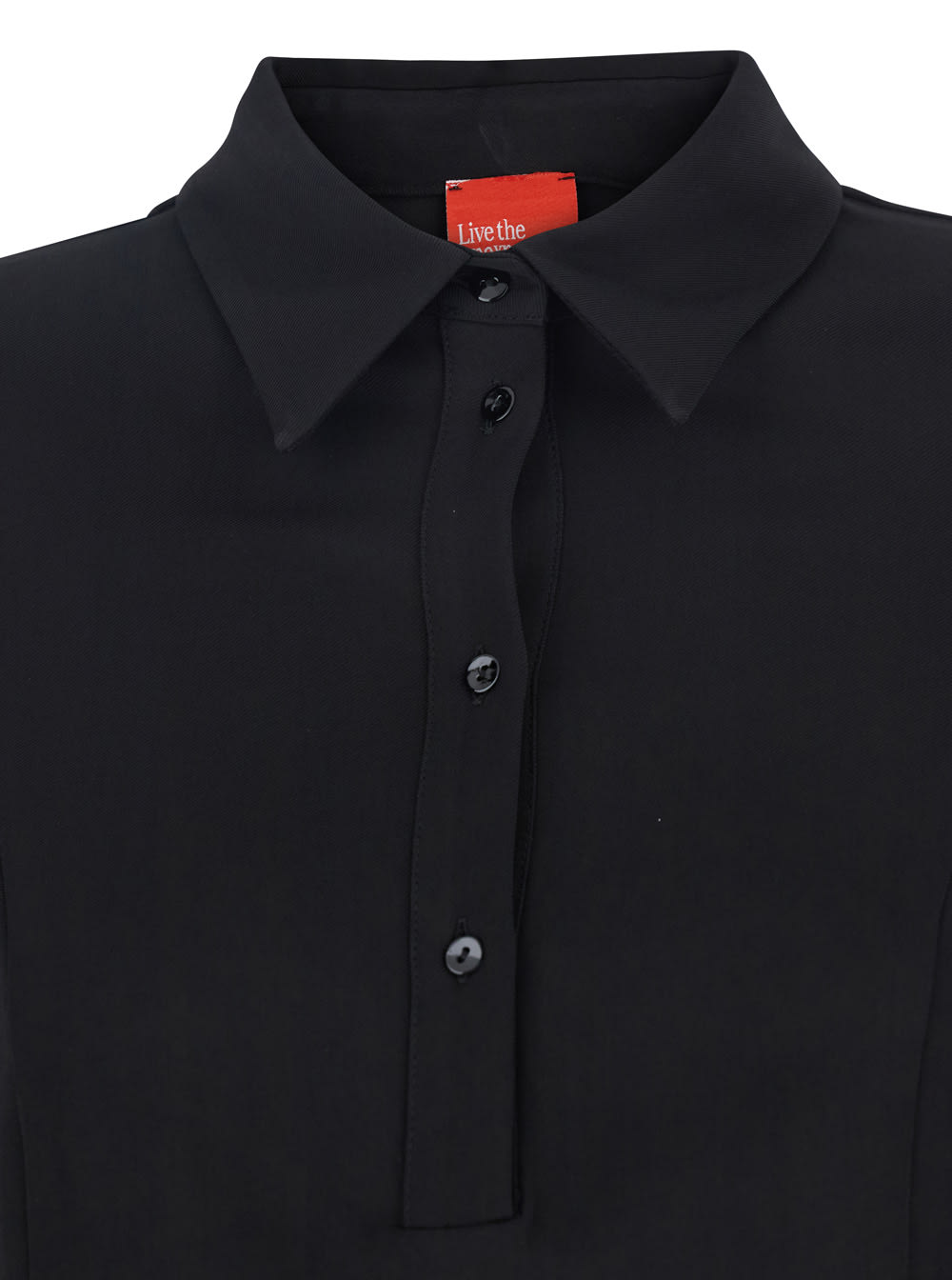 Merci Black Dress With Classic Collar And Front Button Closure In Fabric Woman In Black