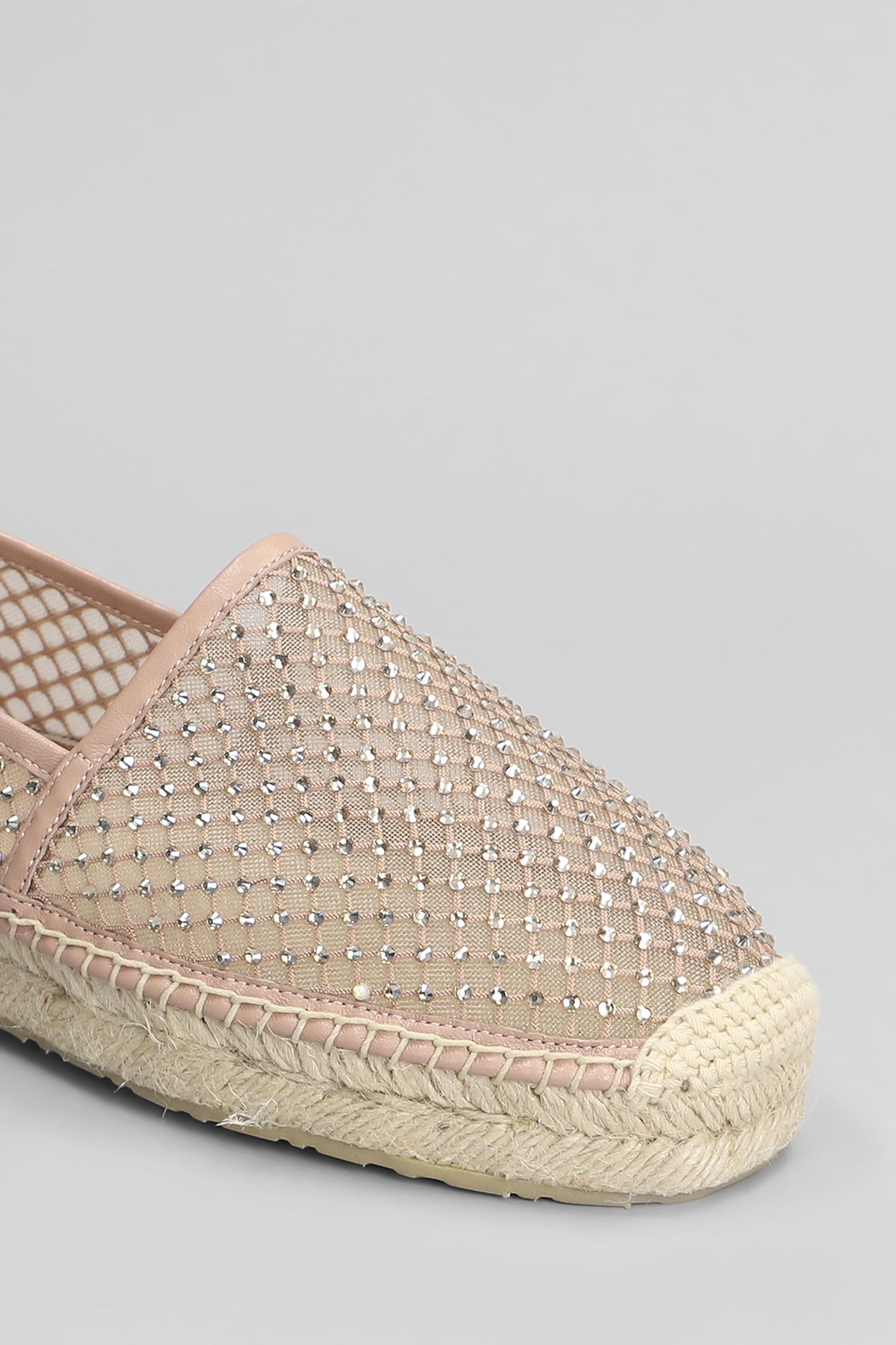 Lola Cruz Carmen Espadrilles In Powder Leather And Fabric In Brown