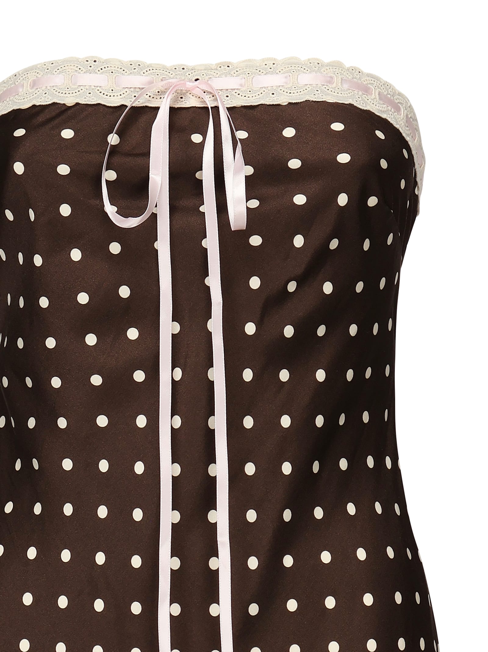 For Love & Lemons Daisy Mae Polka Dot Midi Dress In Brown