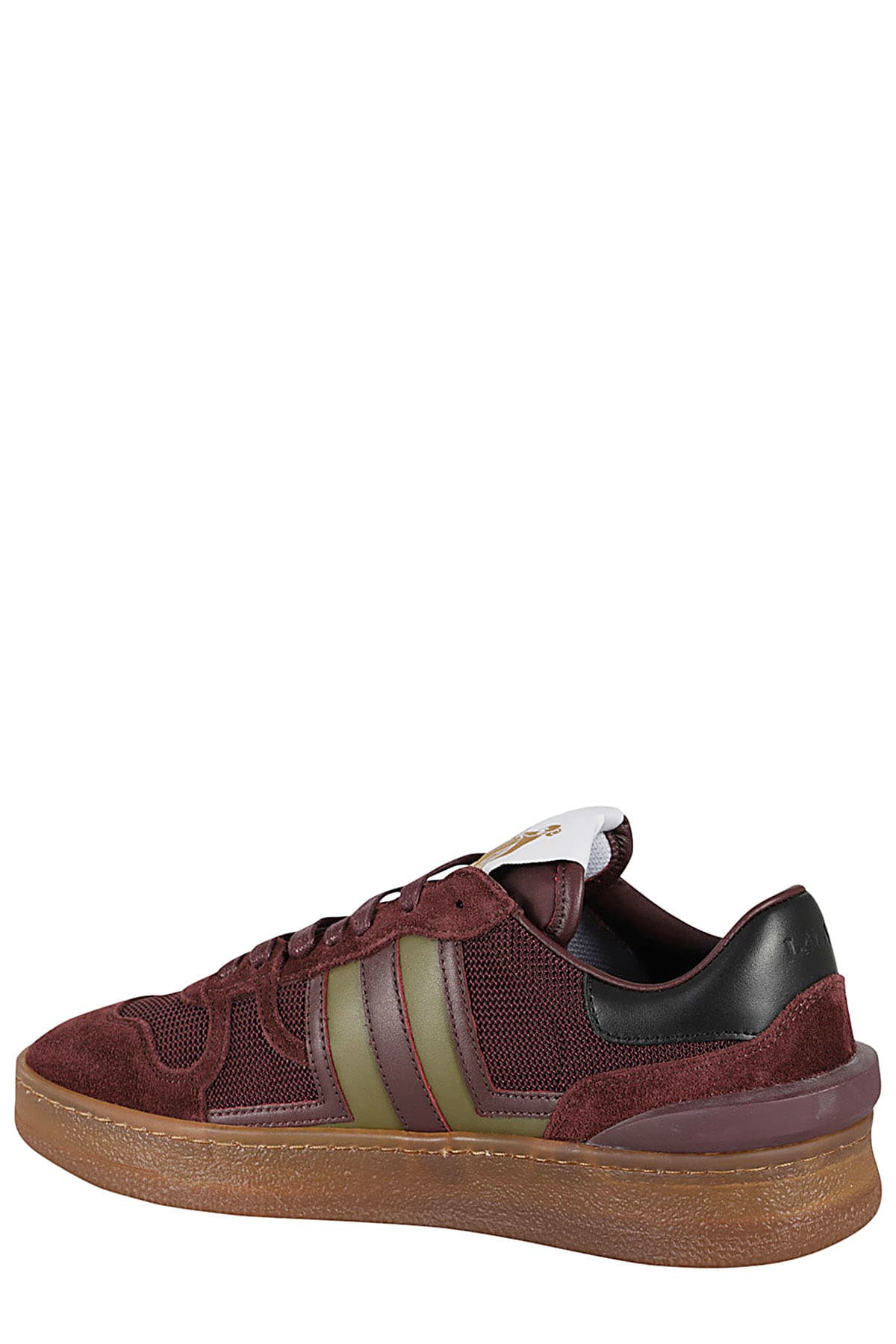 Shop Lanvin Clay Sneakers With Translucid Sole In Burgundy Green