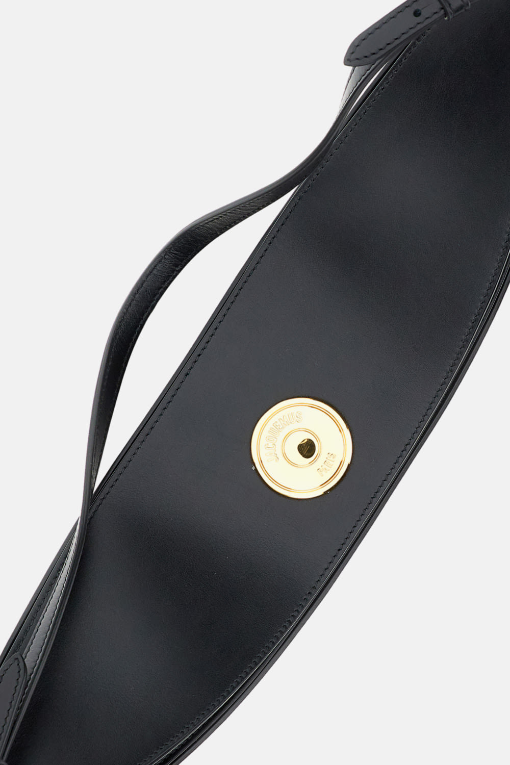 Jacquemus Curved Half-moon Leather Shoulder Bag In Black