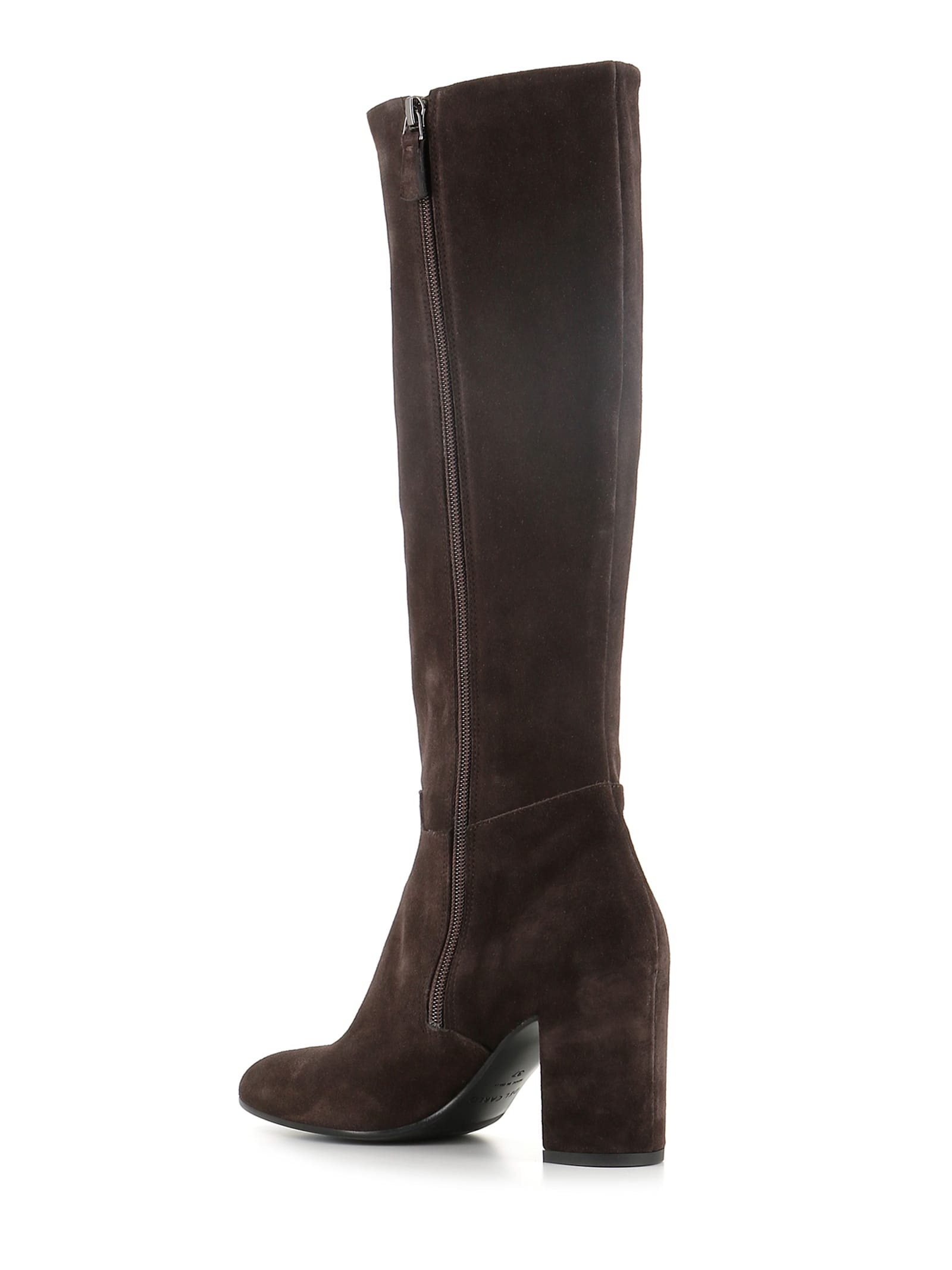 Del Carlo Block-heel Suede Boots In Brown
