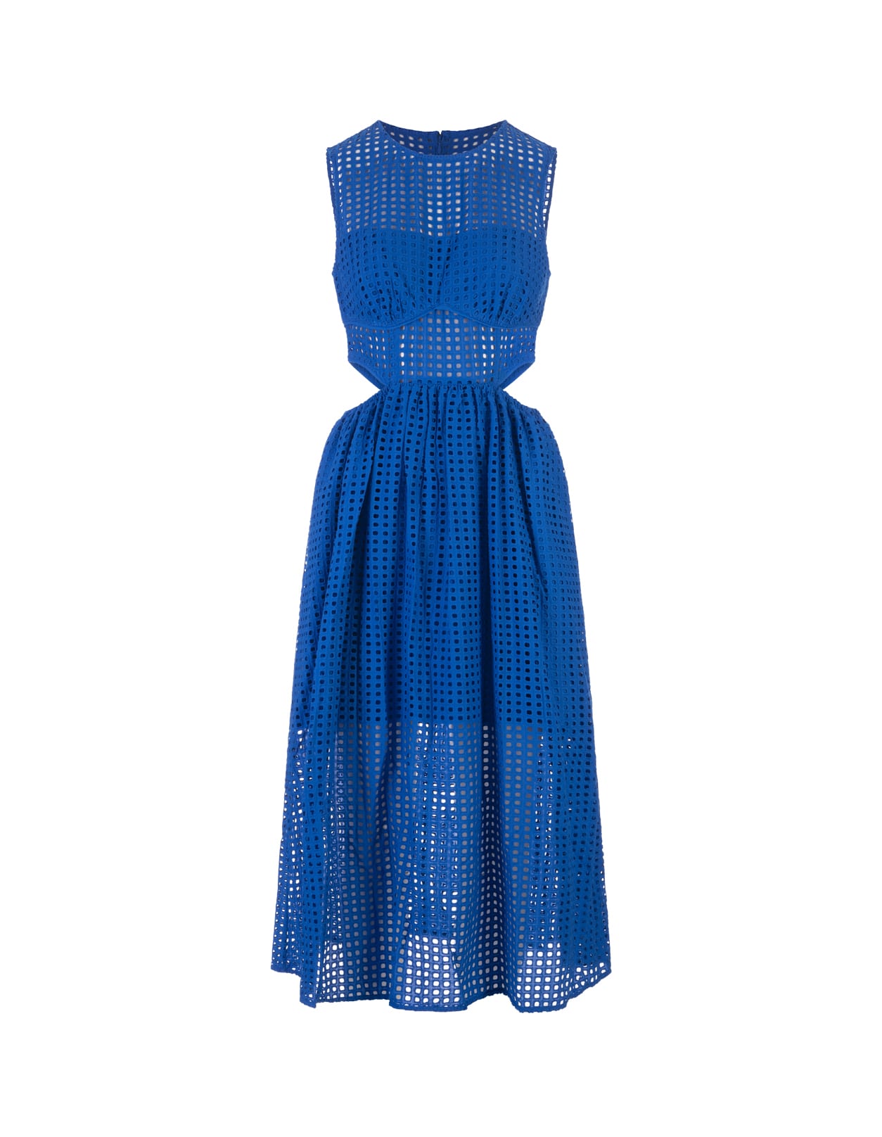 self-portrait Bright Blue Cotton Broderie Anglaise Midi Dress