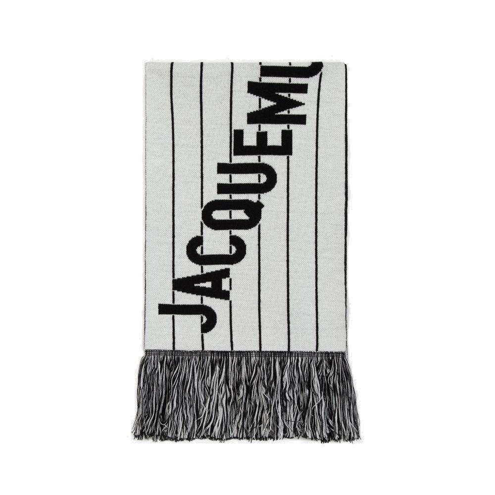 Jacquemus Fringed Scarf In White/black