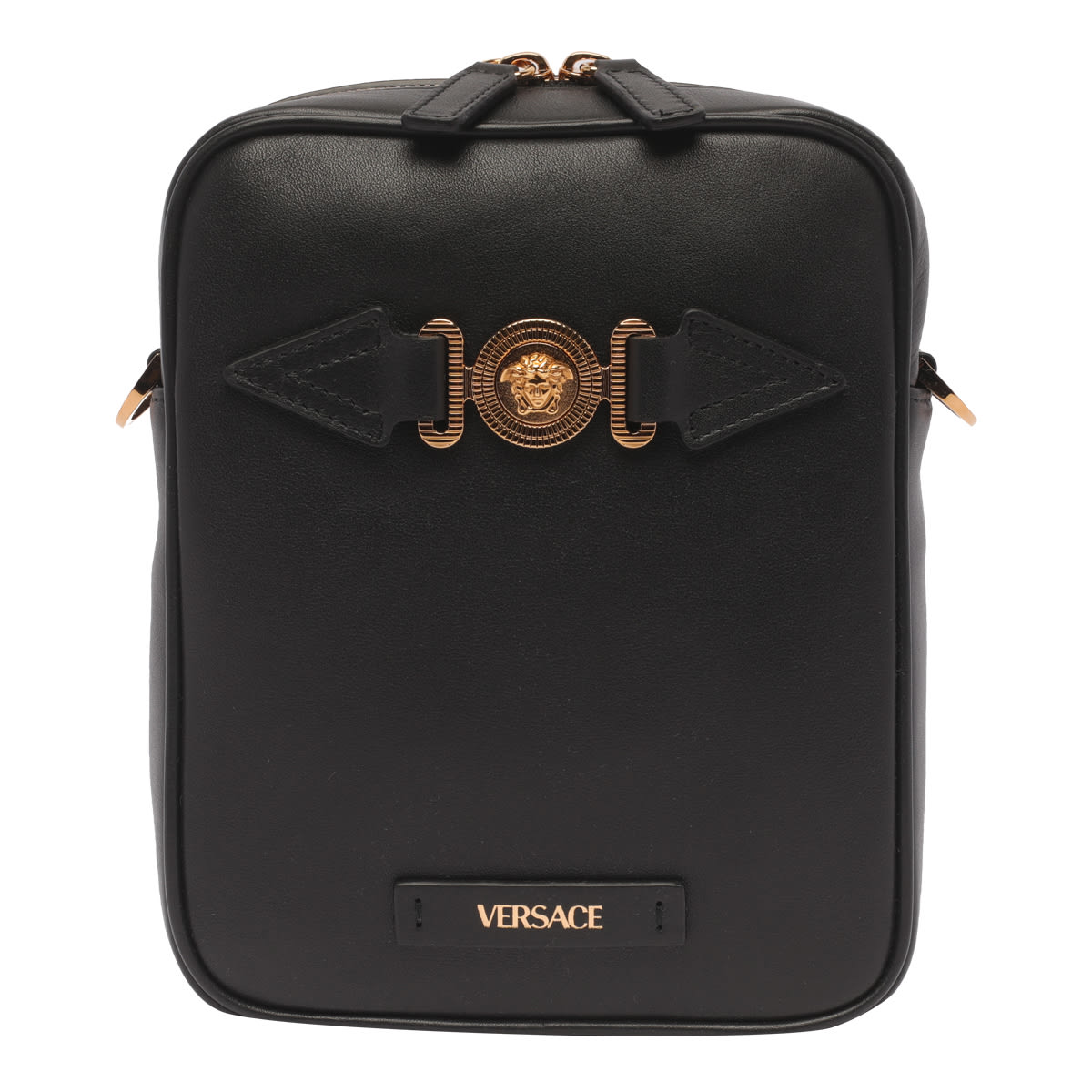 Versace Biggie Medusa Messenger Bag In Black