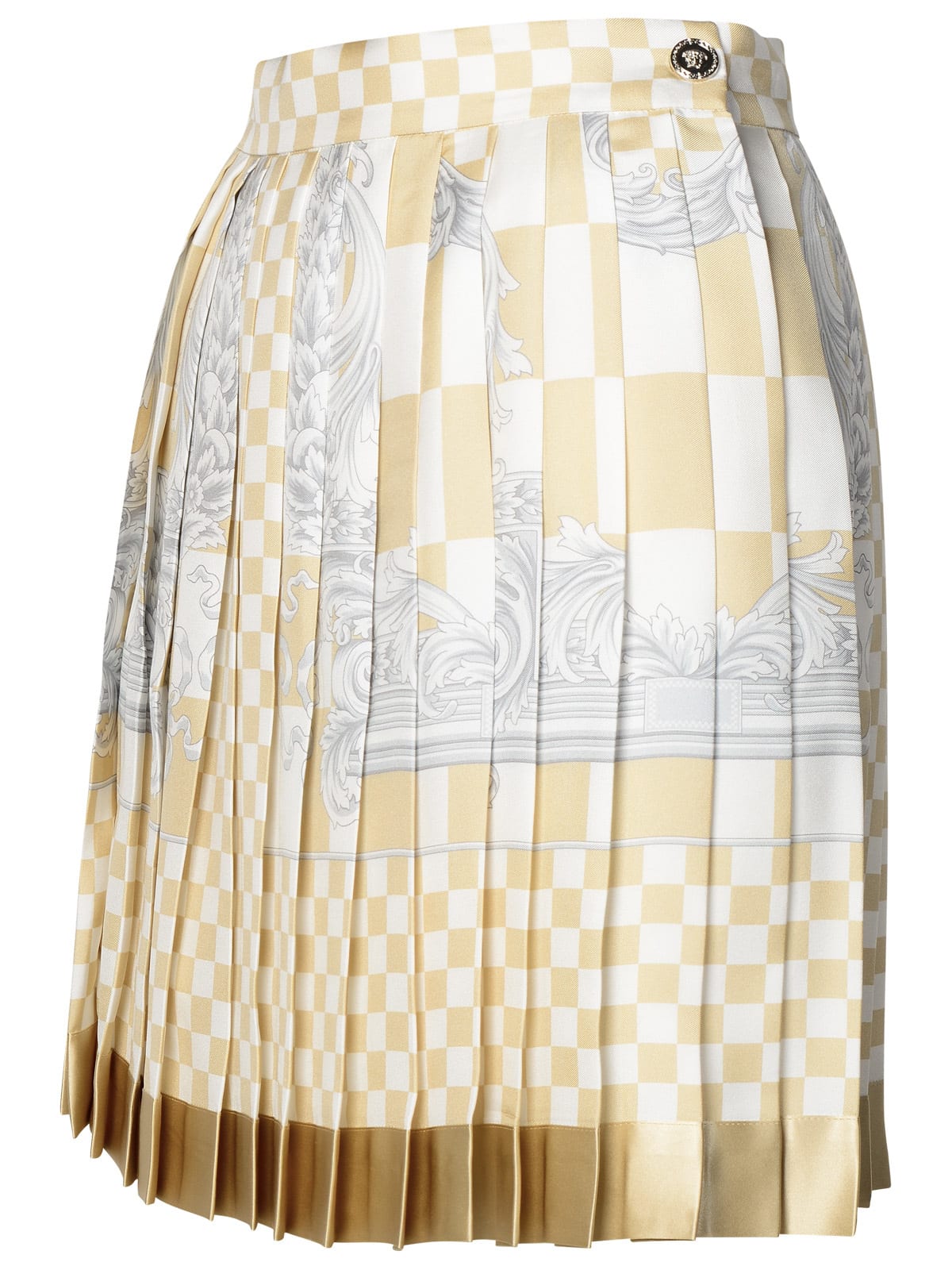 Shop Versace Barocco Beige Silk Skirt