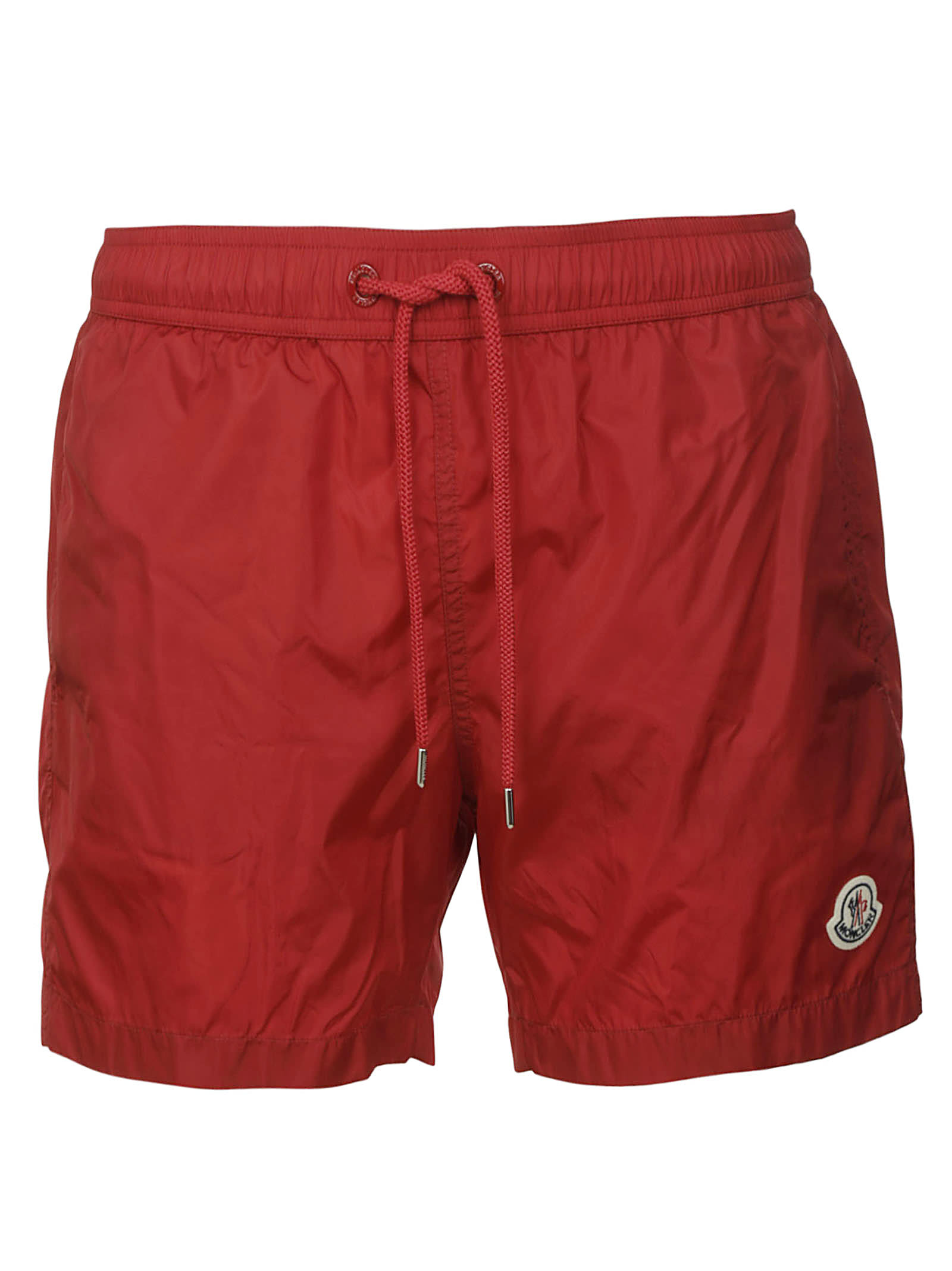 Moncler Logo Patch Swimming Shorts In Rosso