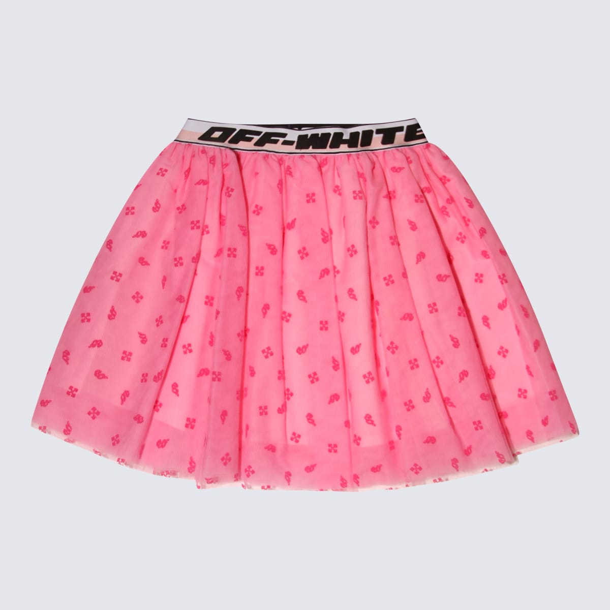 Off-white Kids' Pink And Black Tulle Skirt In Pink/black