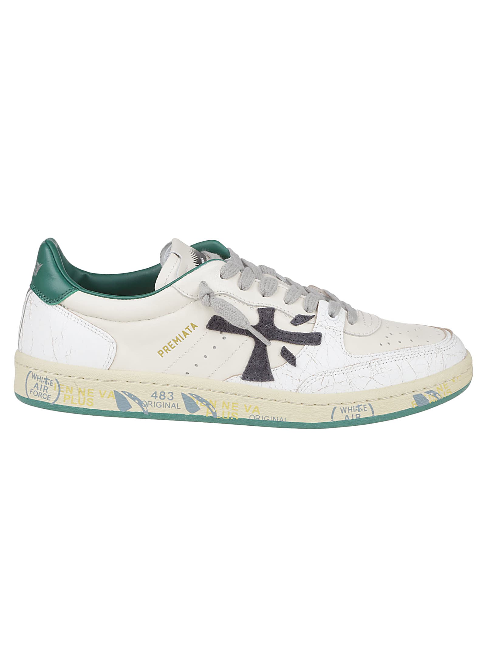 Shop Premiata Bsktclay Sneakers In Offwhite/green