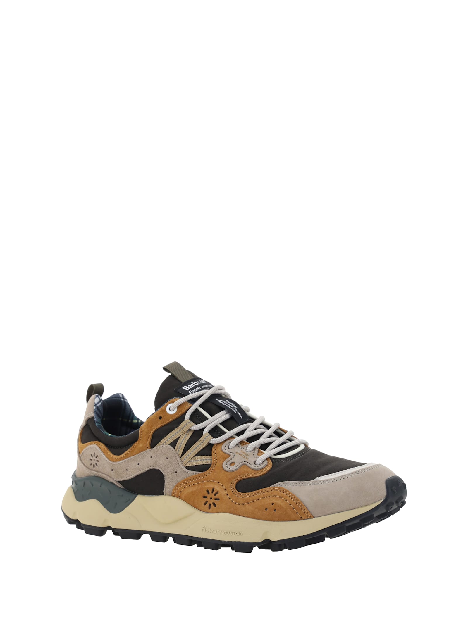 Shop Barbour X Flower Montain Yamano 3 Sneakers In Brown Beige