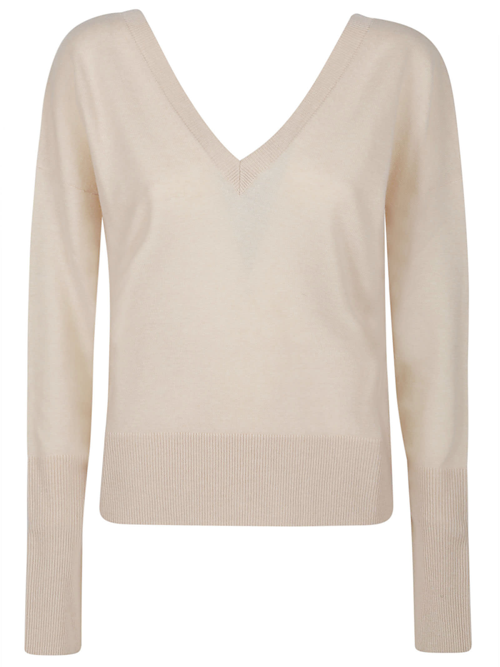 Shop Federica Tosi V-neck Sweater In Panna