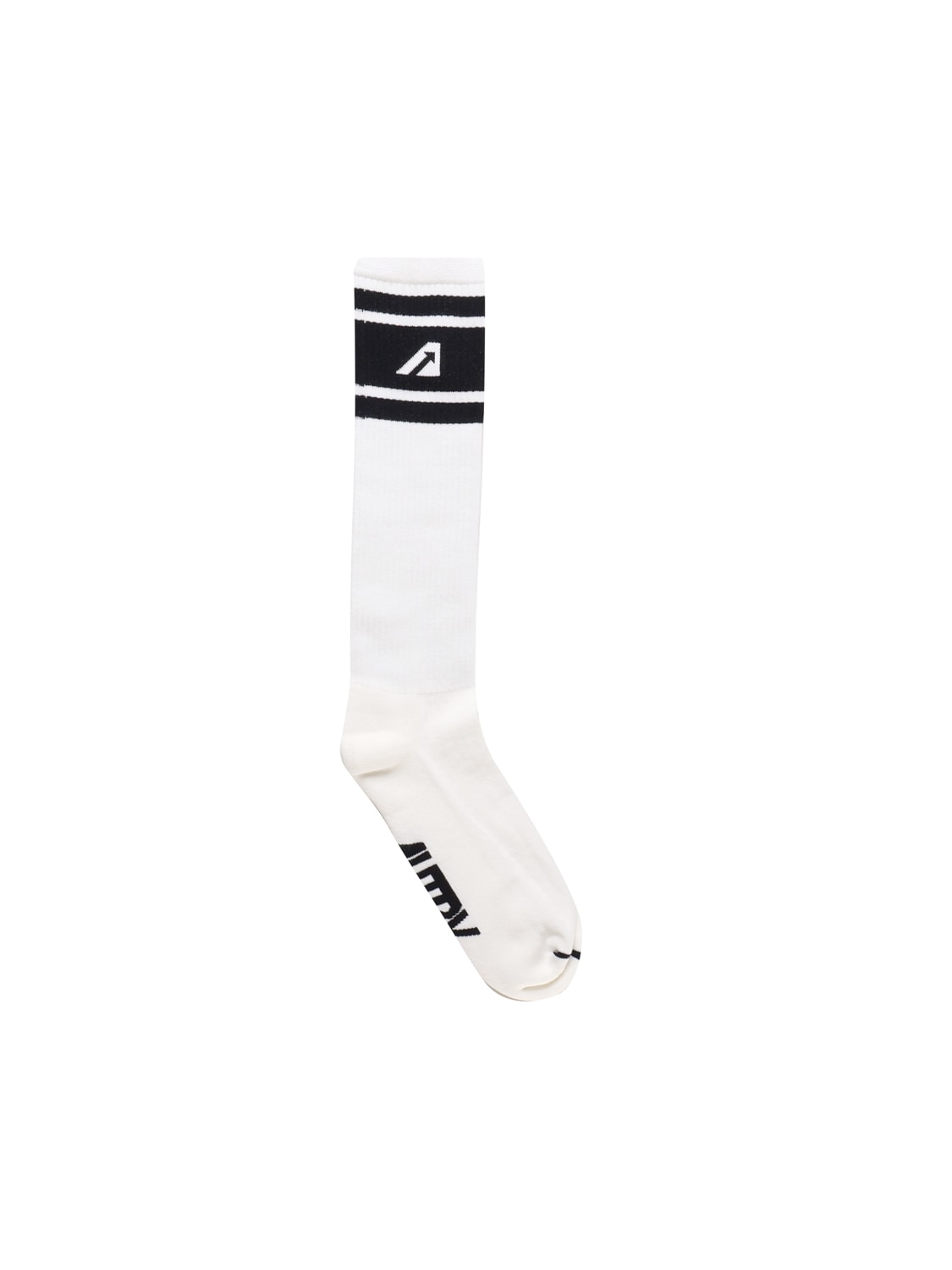 Shop Autry Ribbed Socks With Logo In White, Black