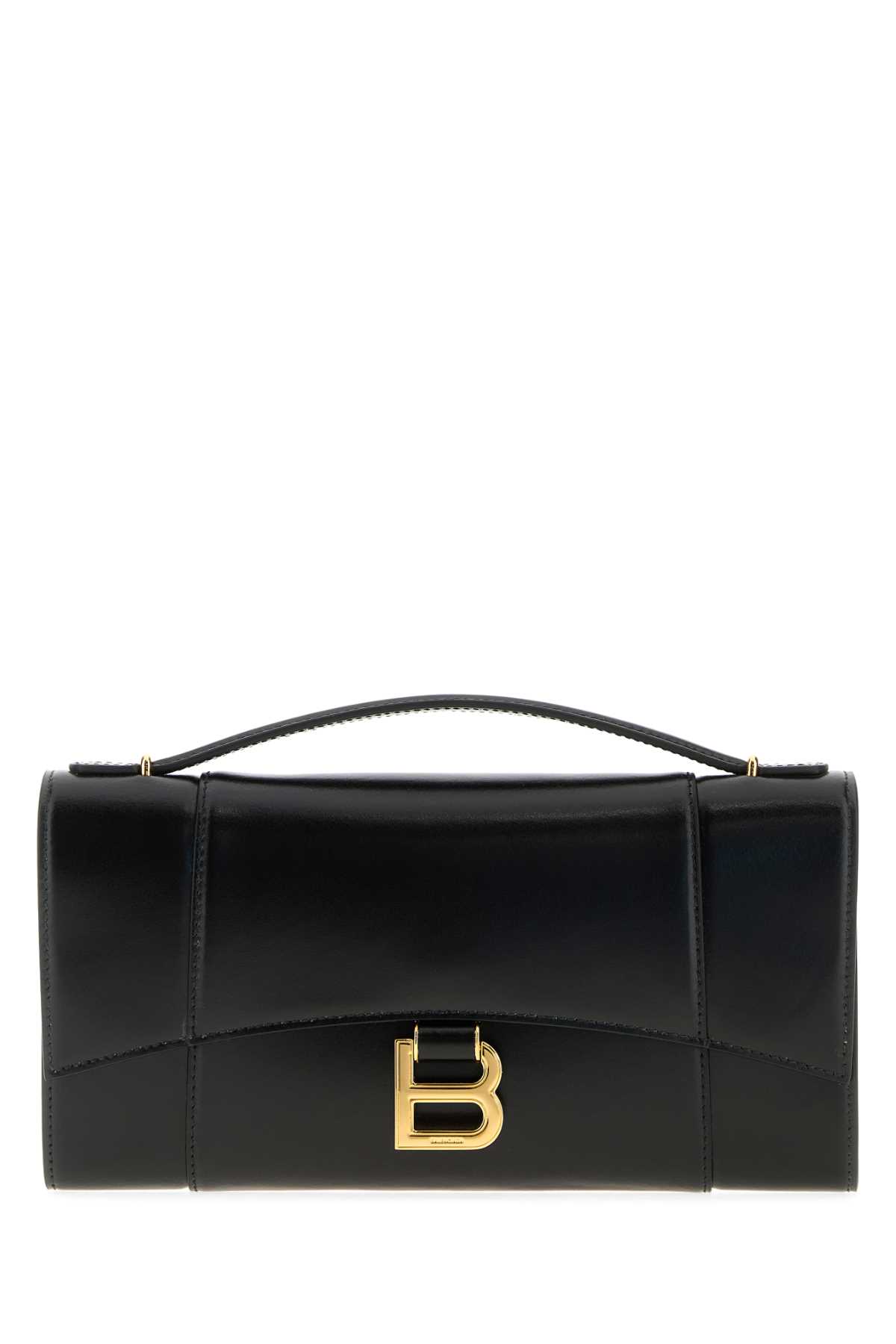 Black Leather Hourglass Handbag