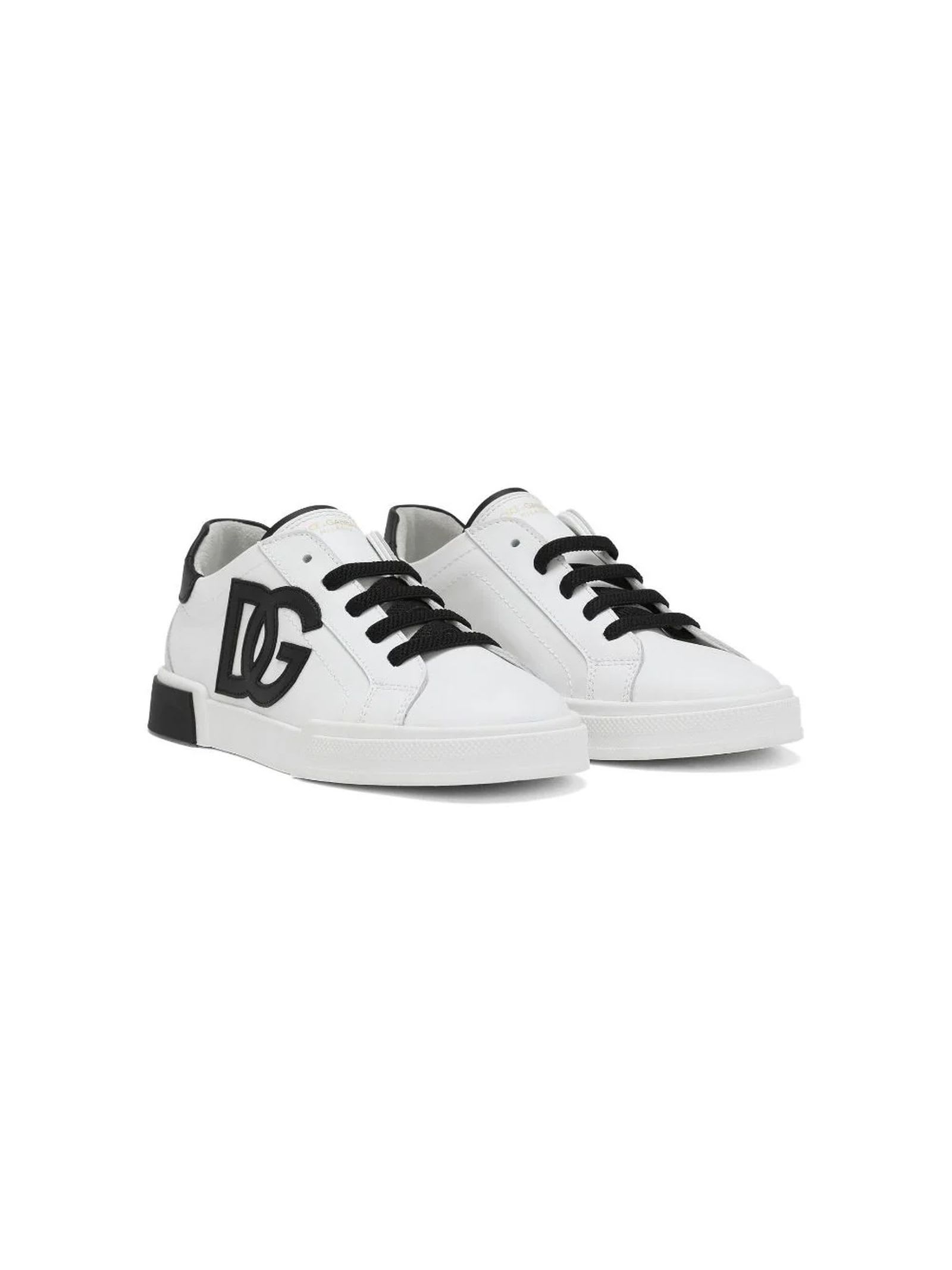 Shop Dolce & Gabbana White Calf Leather Sneakers