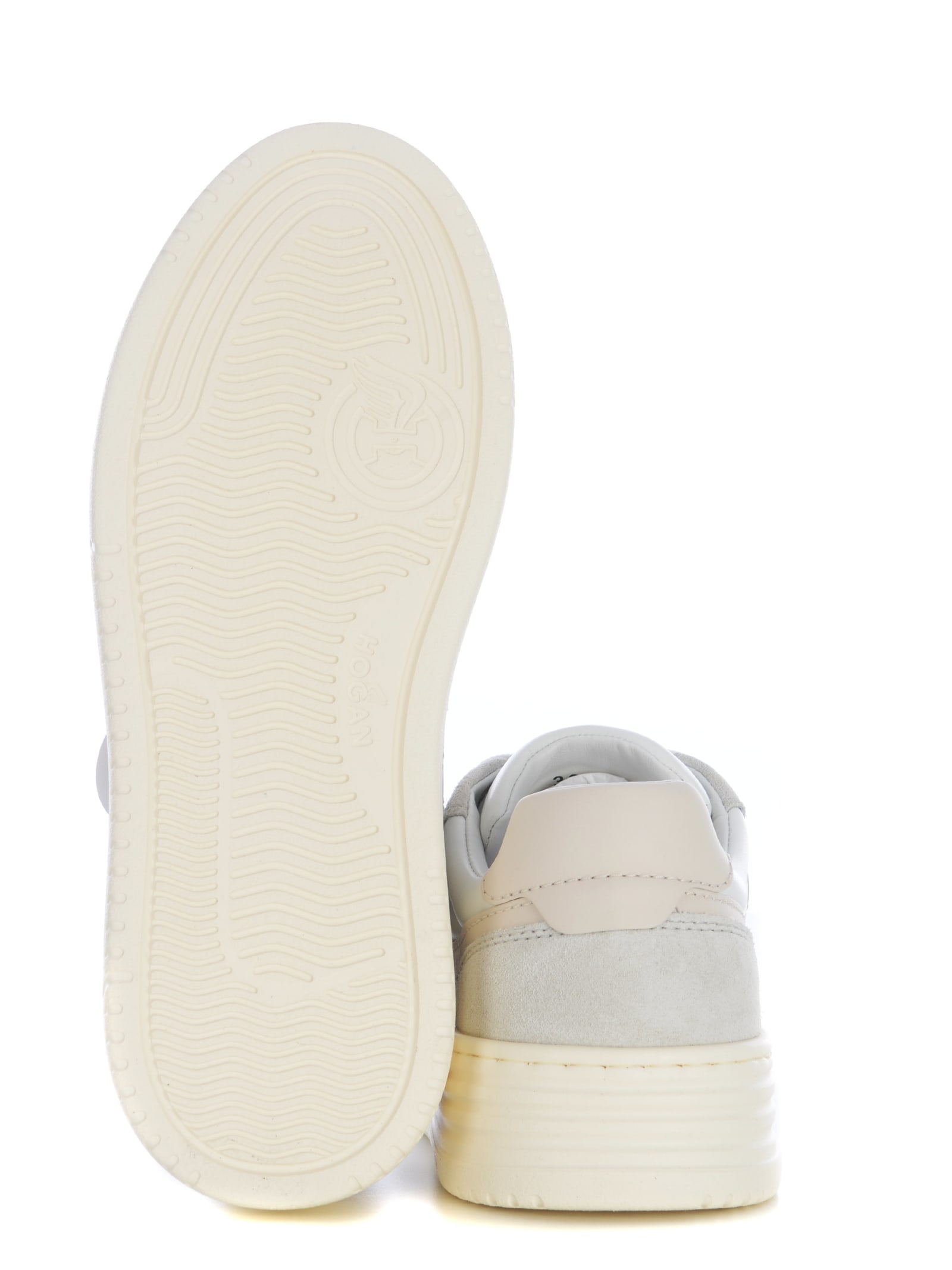 Shop Hogan Sneakers  H630 Made Of Leather In Bianco Grigio