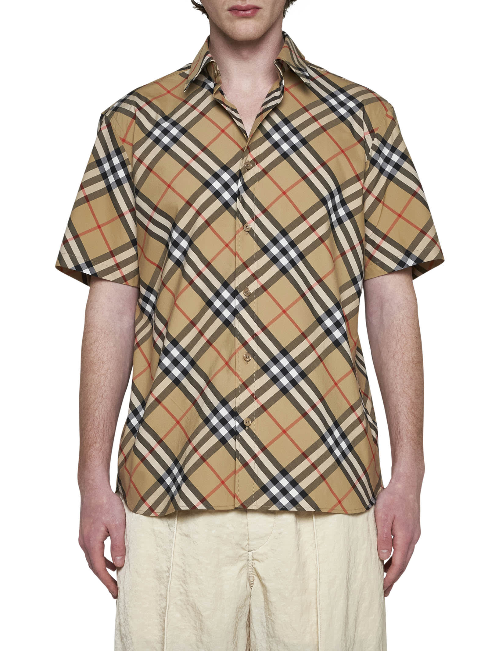 Shop Burberry Shirt In Sand Ip Check
