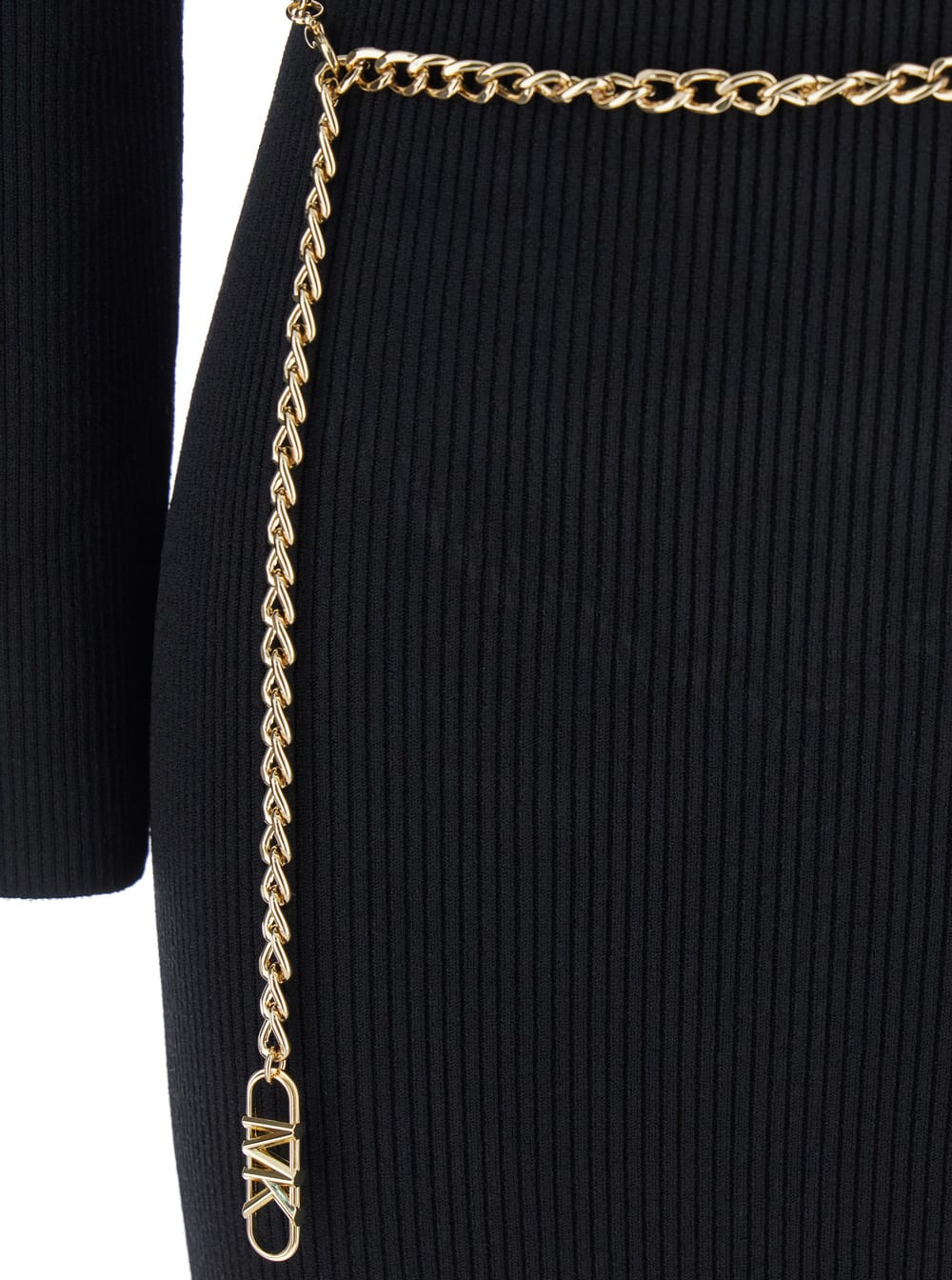 Michael Michael Kors Ribbed Chain-belt Mini Dress In Multi