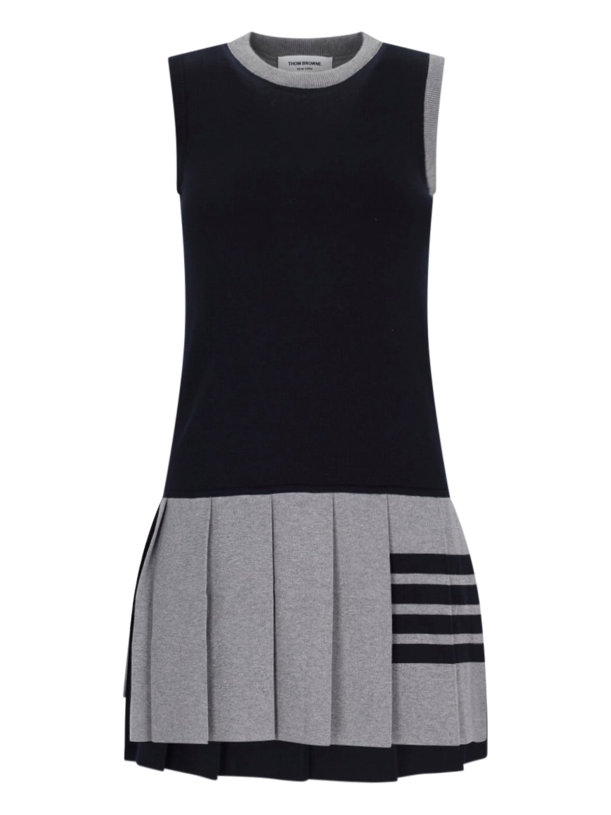 Shop Thom Browne 4-bar Mini Dress In Gray