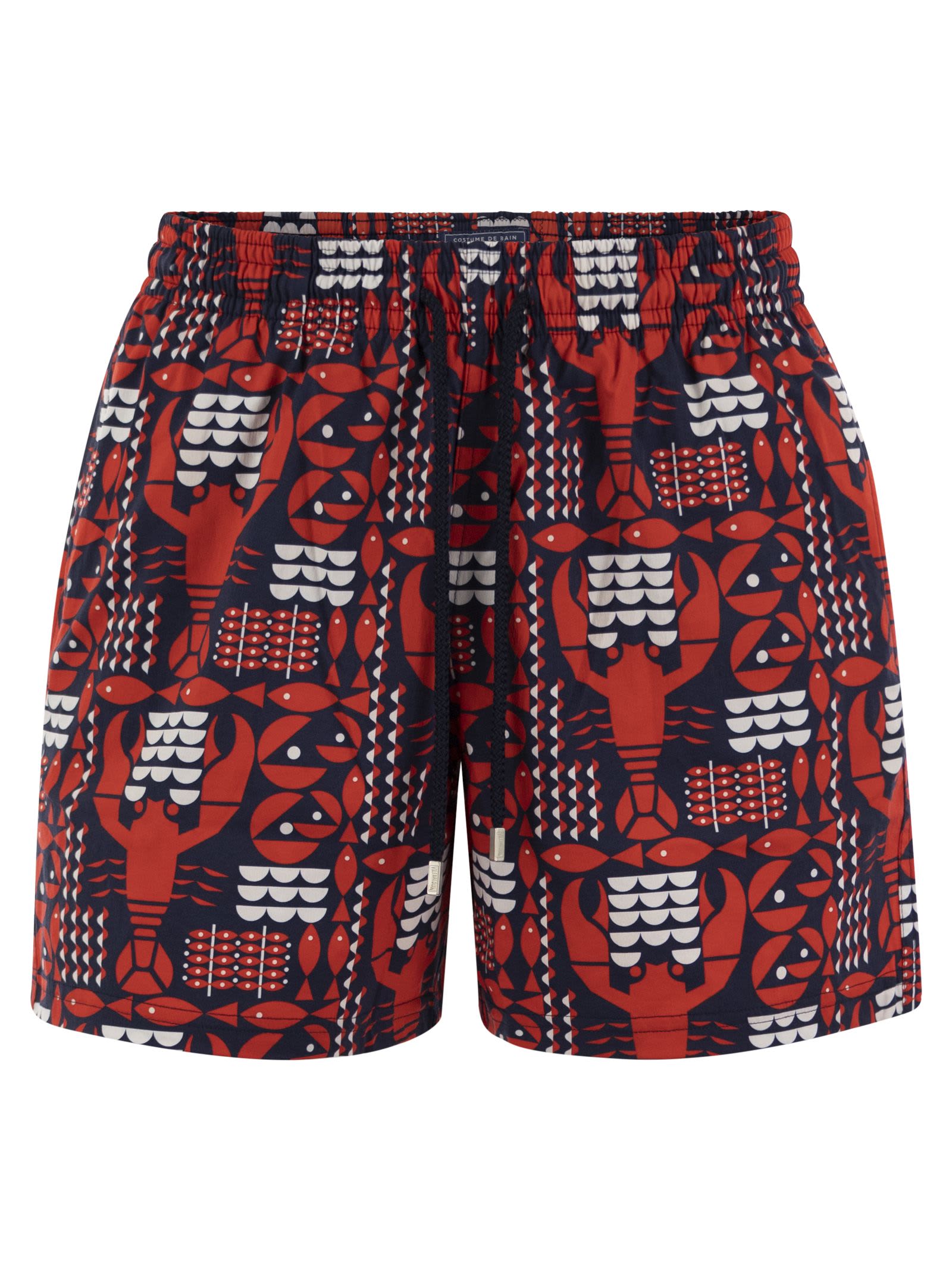 Stretch Beach Shorts With Patterned Print