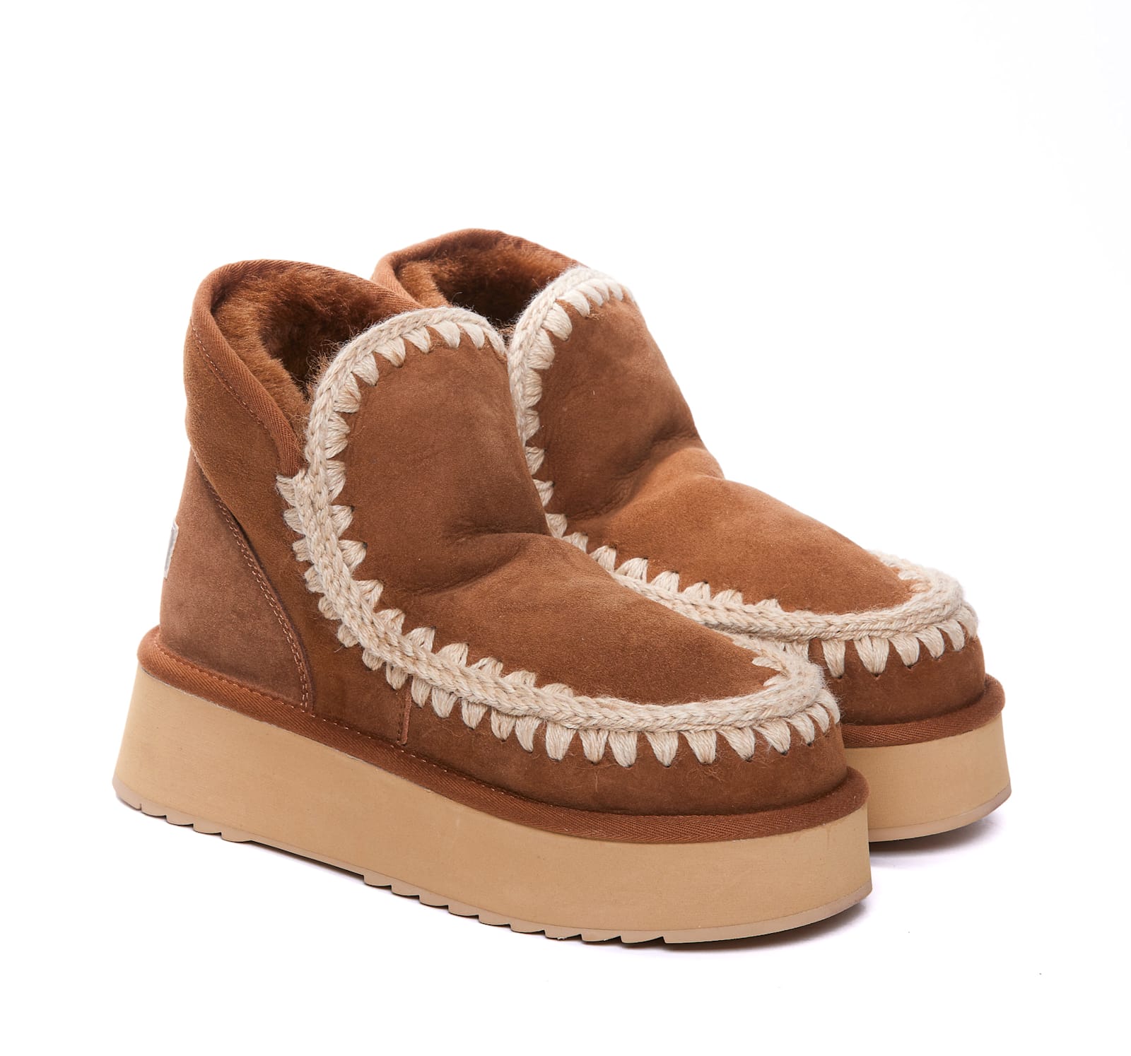 Shop Mou Mini Eskimo Platform Booties In Brown