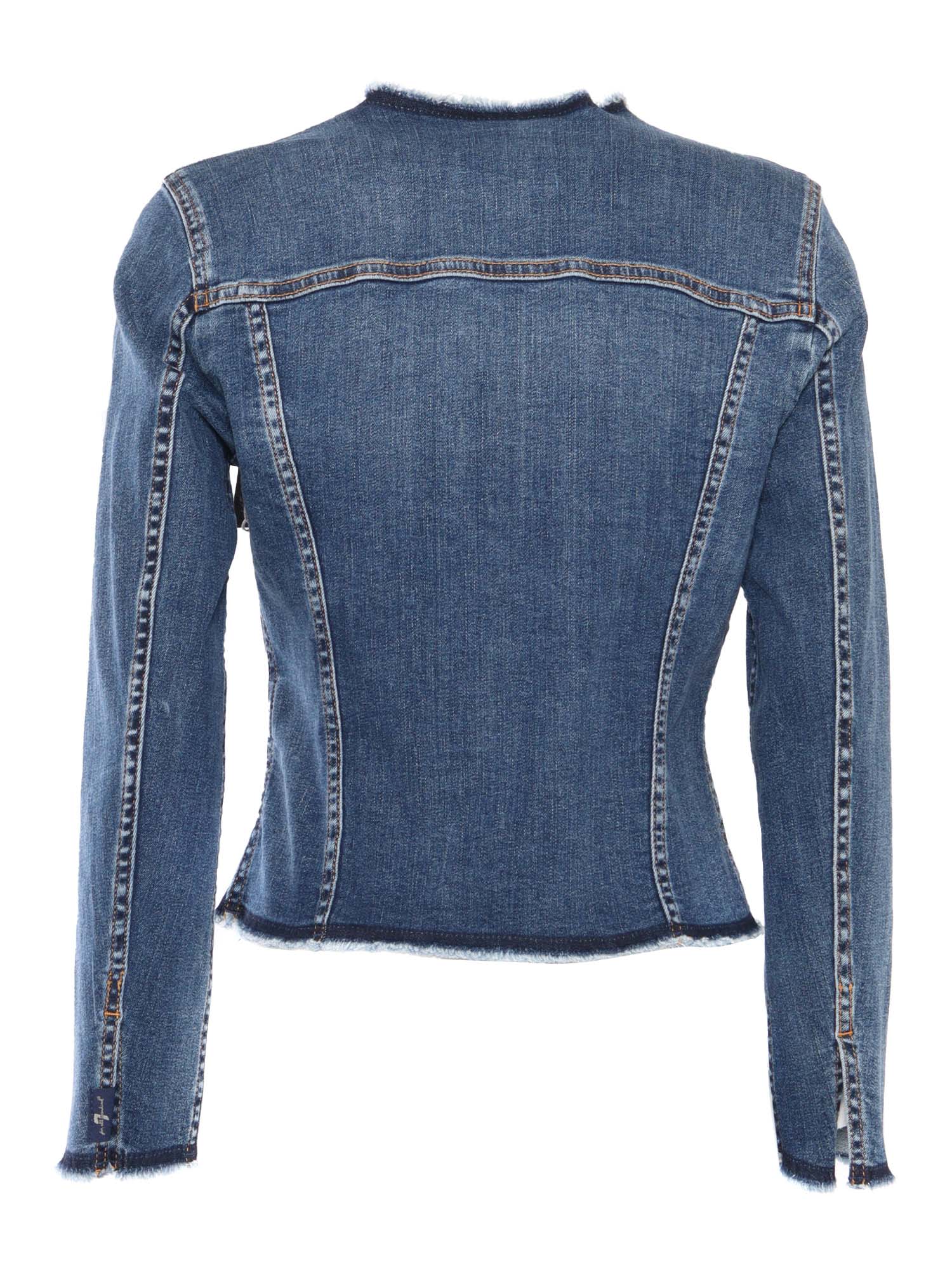 7 For All Mankind Vicky Stretch Blue Denim Jacket In Blue