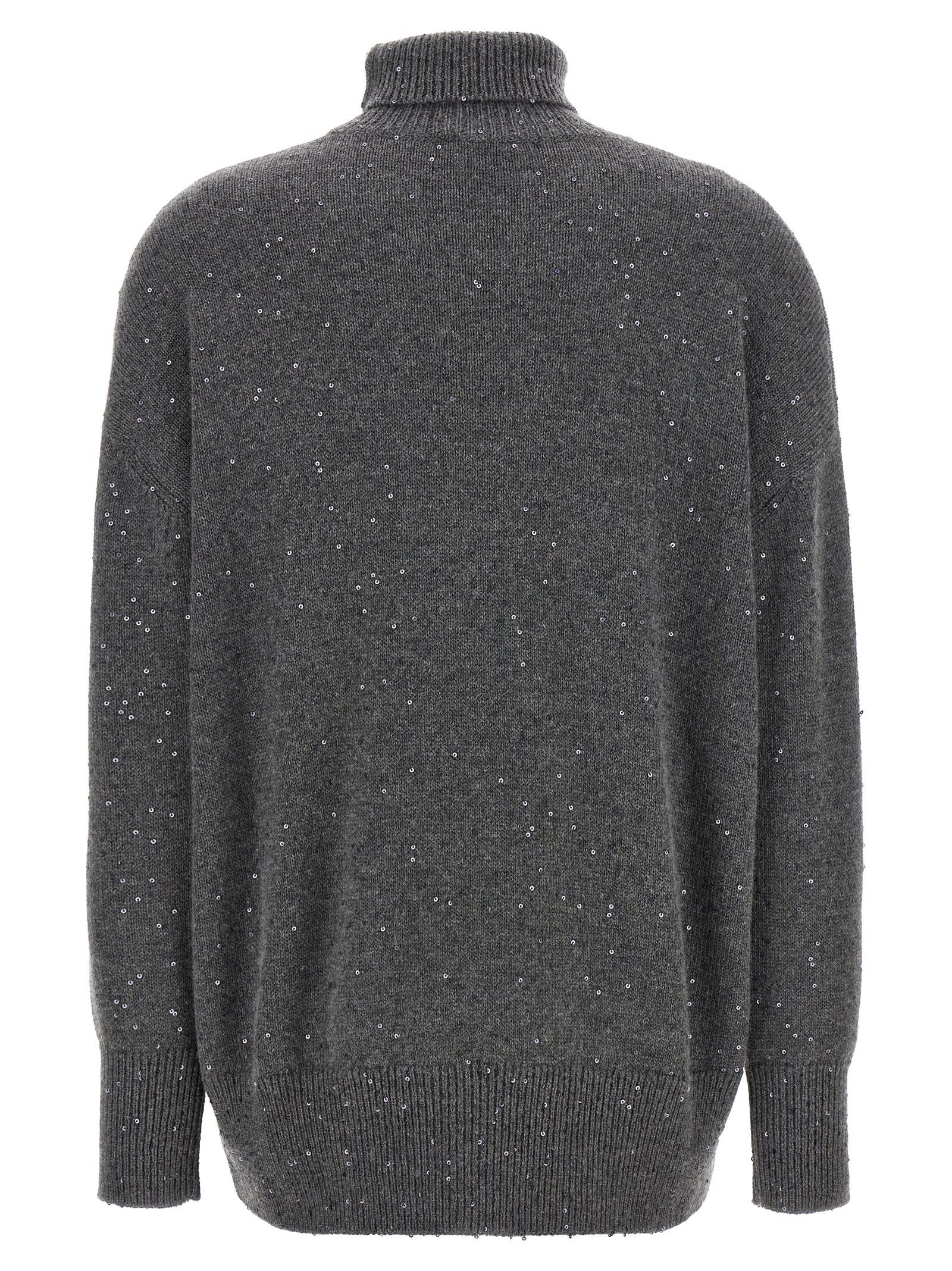 Shop Brunello Cucinelli Sequin Sweater In Gray