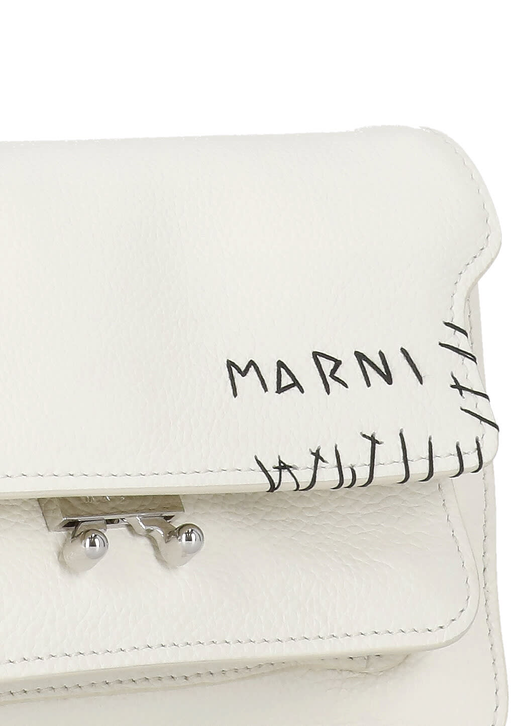 Shop Marni Leather Shoulder Bag In Ivory