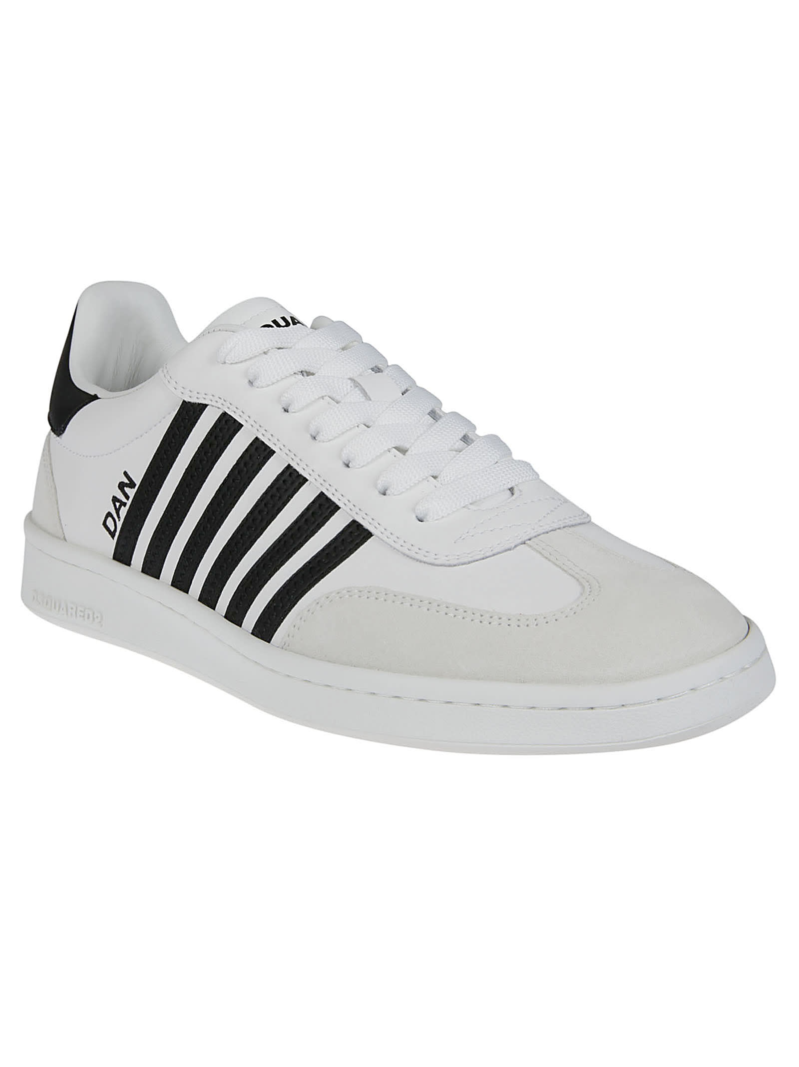 Shop Dsquared2 Boxer Lace-up Low Top Sneakers In Bianco/nero