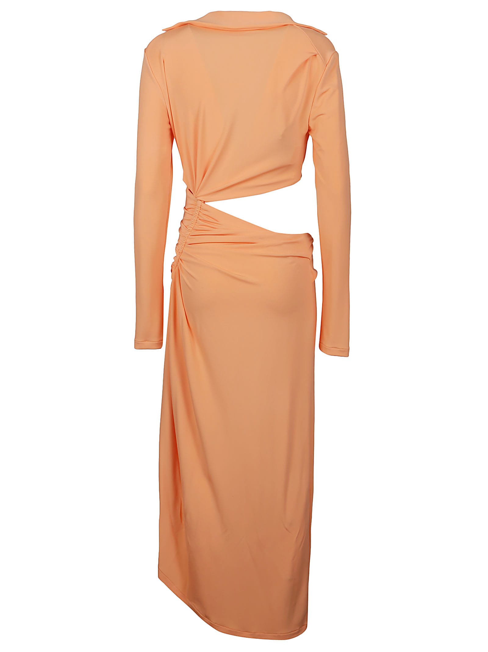 Shop Off-white Vi-crepe Draped Midi Dress In Peach Orange No Color