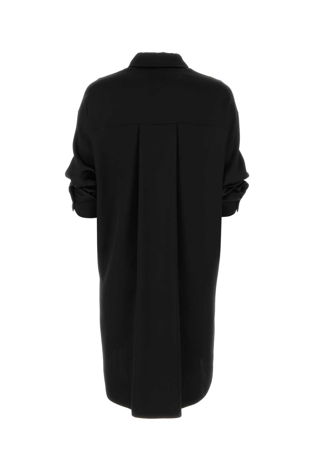 Shop Loewe Black Satin Shirt Dress