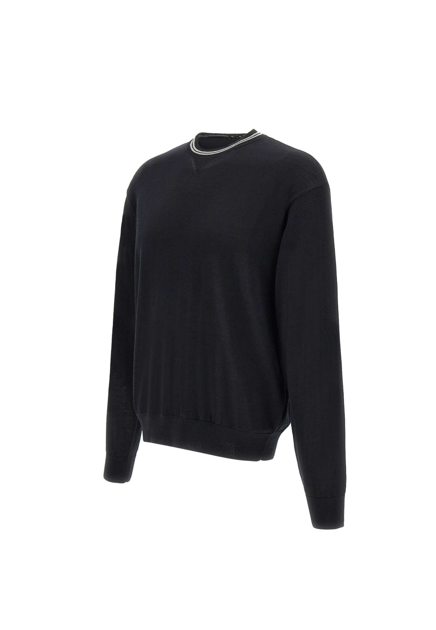 Shop Emporio Armani Wool Sweater In Black