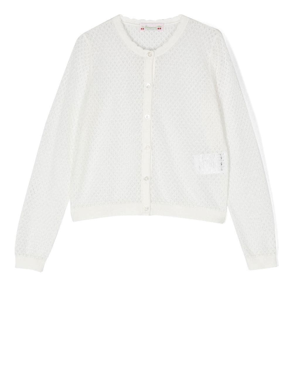 Bonpoint Clarisse Pointelle-knit Cardigan In Bianco