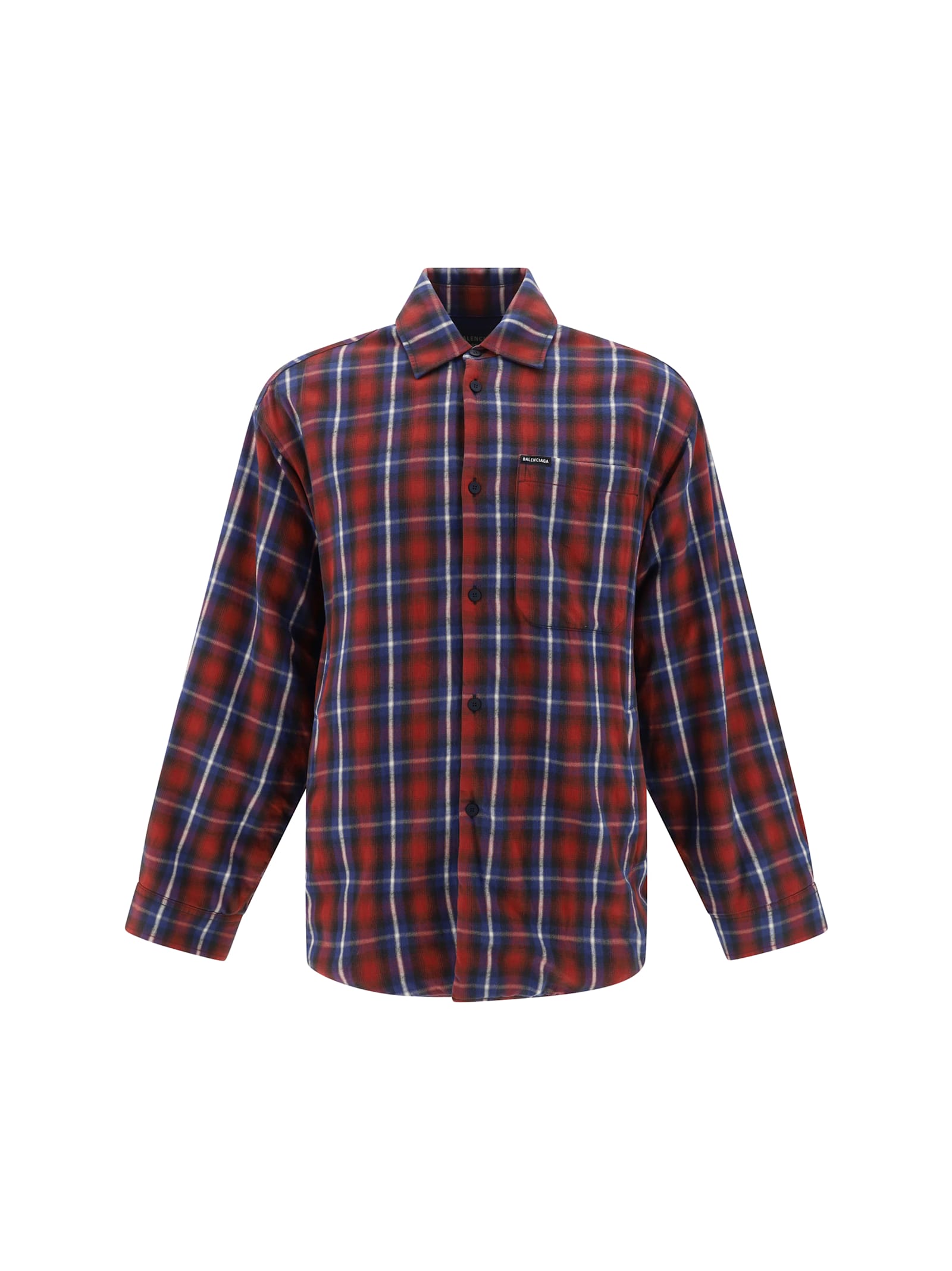 Shop Balenciaga Shirt Jacket In Red/blue