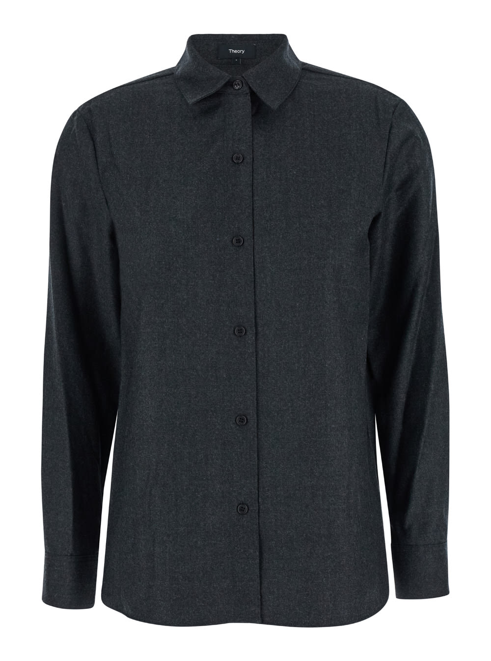 Theory Grey Shirt With Classic Collar In Grey