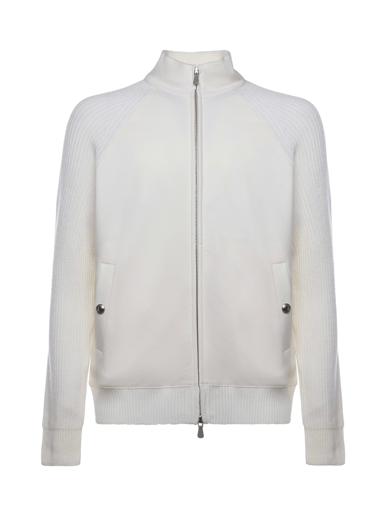 Eleventy Wool Zip-up Jacket In White