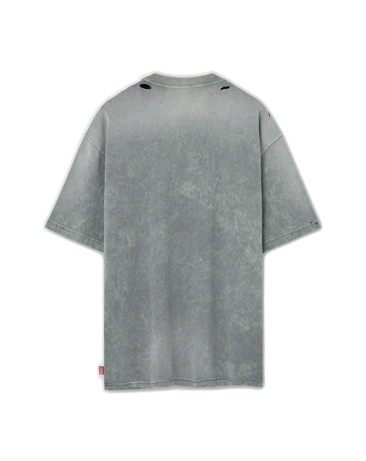 Shop Diesel Logo Printed Crewneck T-shirt In Grey