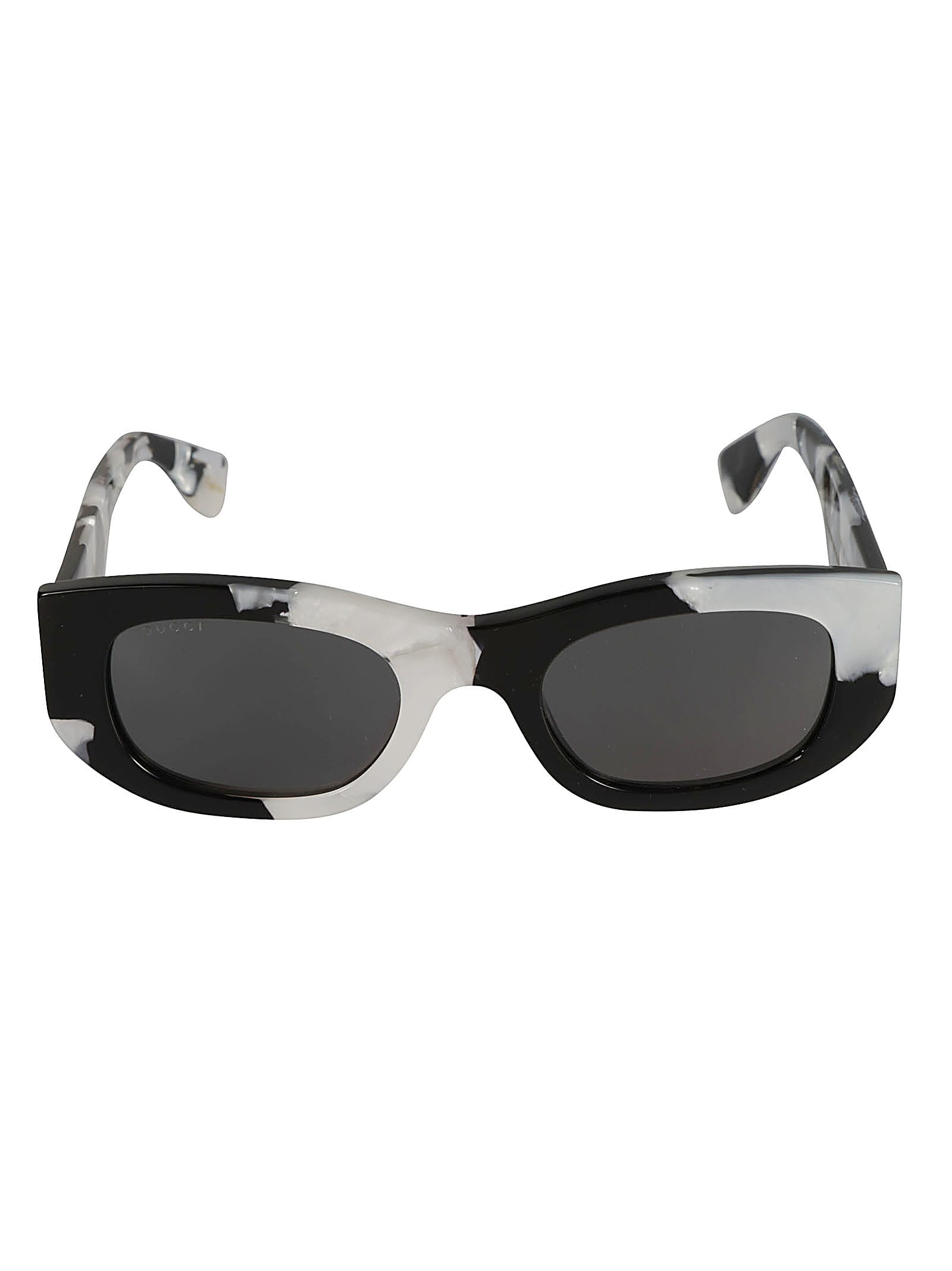 Shop Gucci Oval Thick Sunglasses In Black