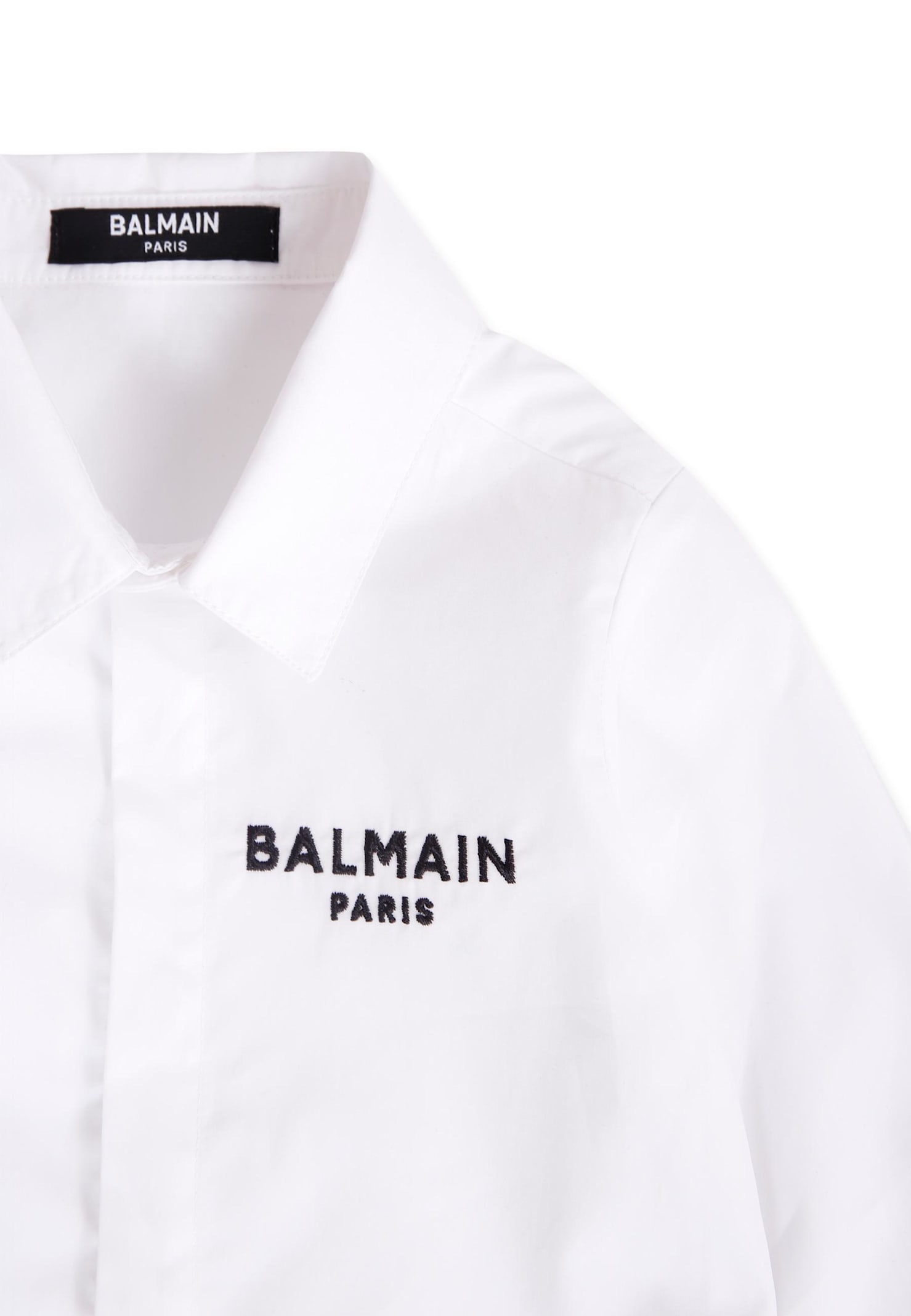 Balmain White Shirt For Baby Boy With Logo In White