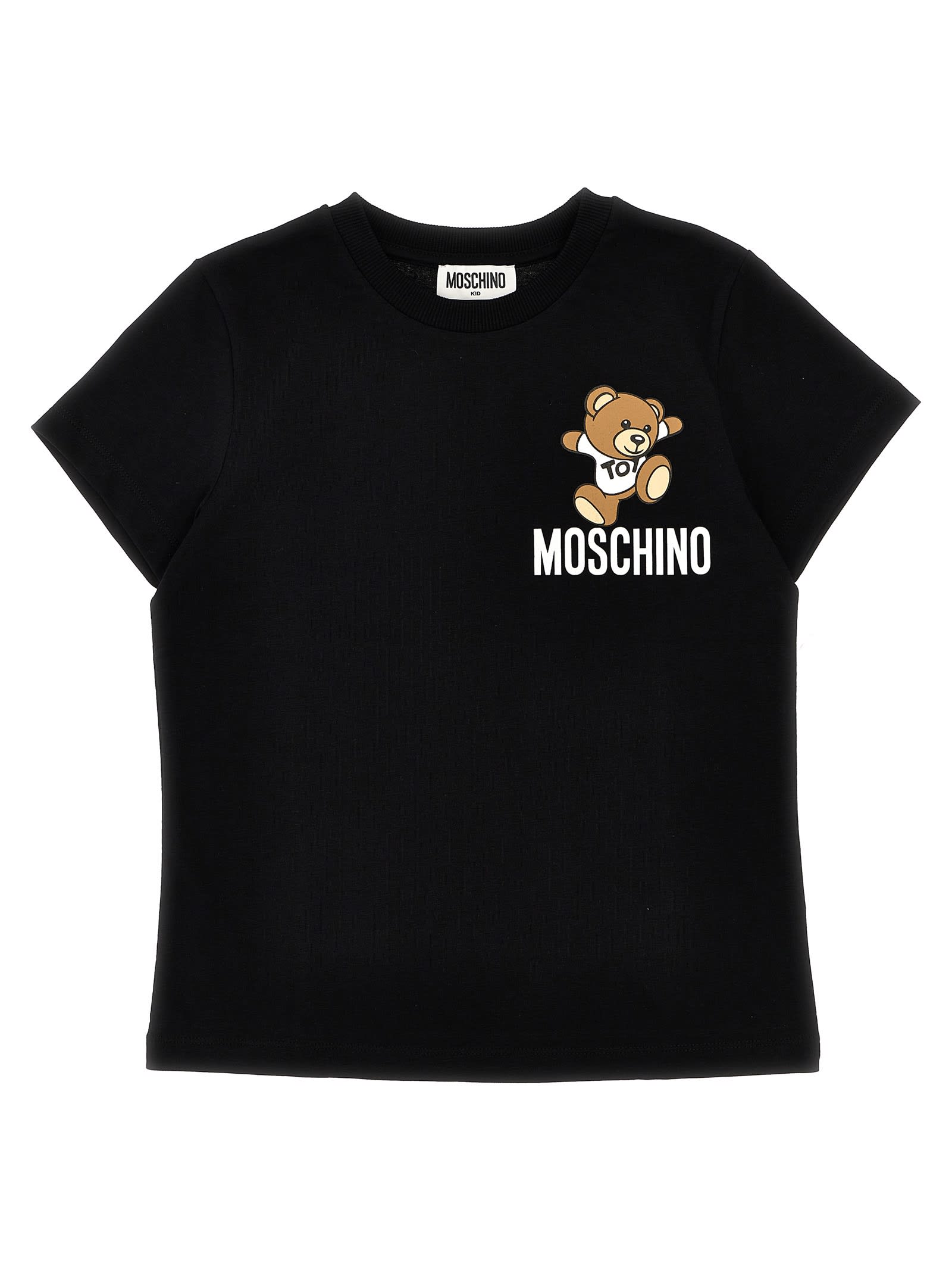 Moschino Kids' Logo Print T-shirt In Black
