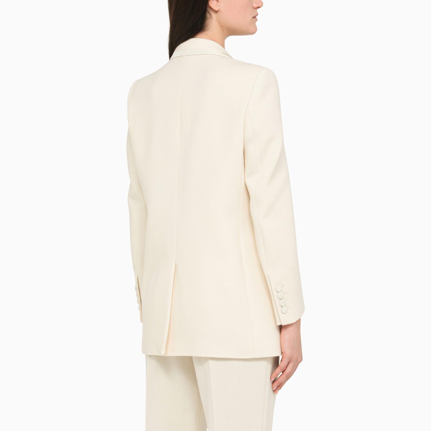 Shop Blazé Milano Double-breasted Fitted Blazer In Crema