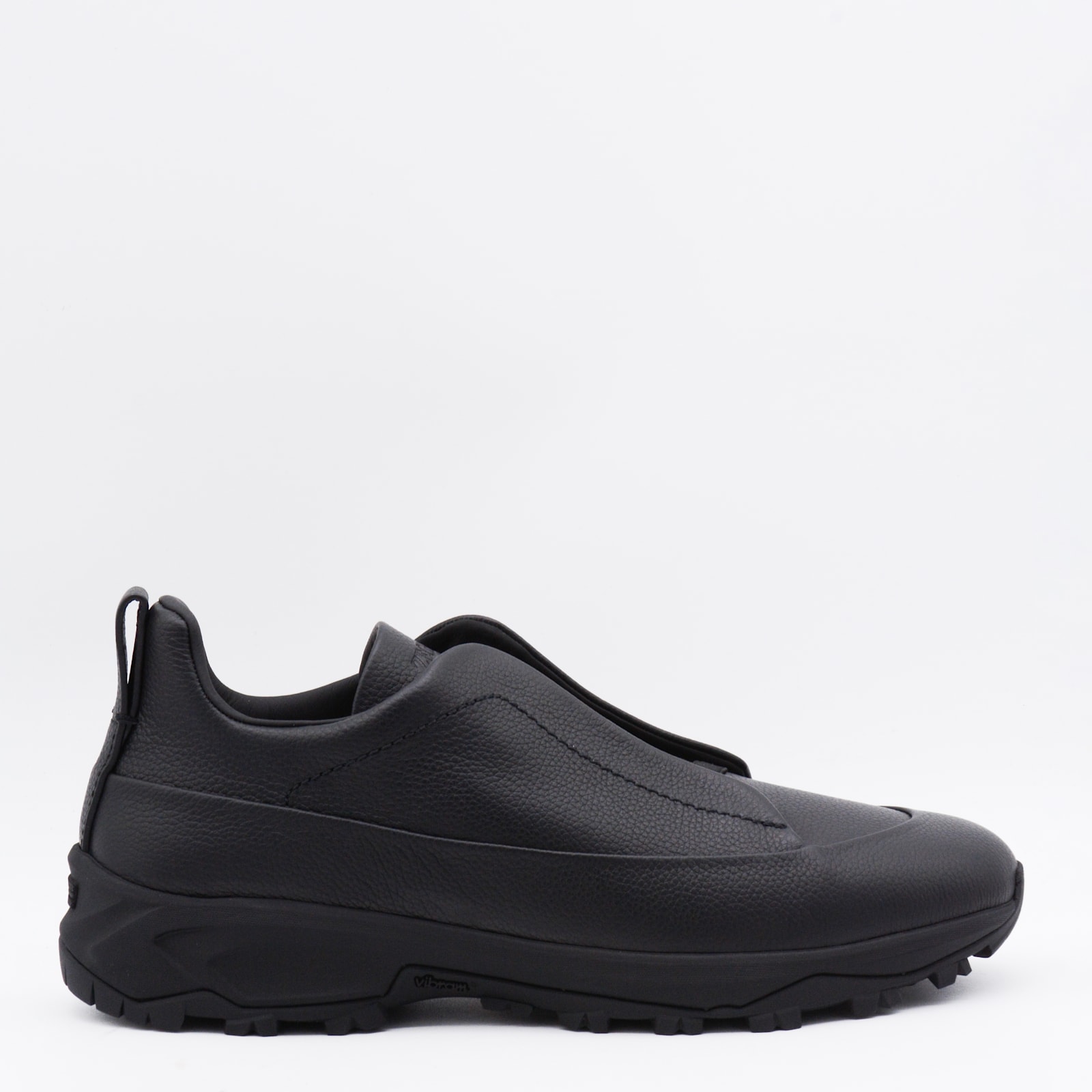 Zegna Monte Sneakers With Triple Stitching Design In Black