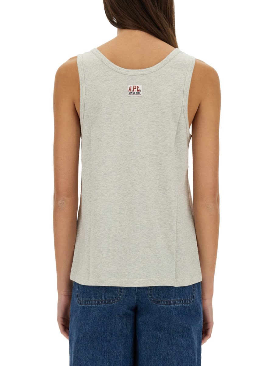 Shop Apc Tops With Logo In Grey